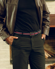 Cinturon trenzado doblefaz azul, beige, verde y rojo para hombre ideal para regalo, la oficina o un dia casual