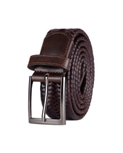 Cinturon trenzado de cuero cafe para hombre ideal para regalo, a oficina o un dia casual