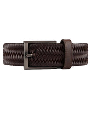 Cinturon trenzado de cuero cafe para hombre ideal para regalo, a oficina o un dia casual