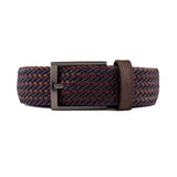 CINTURÓN TRENZADO CUERO CAFÉ - AZUL TALLA XL
