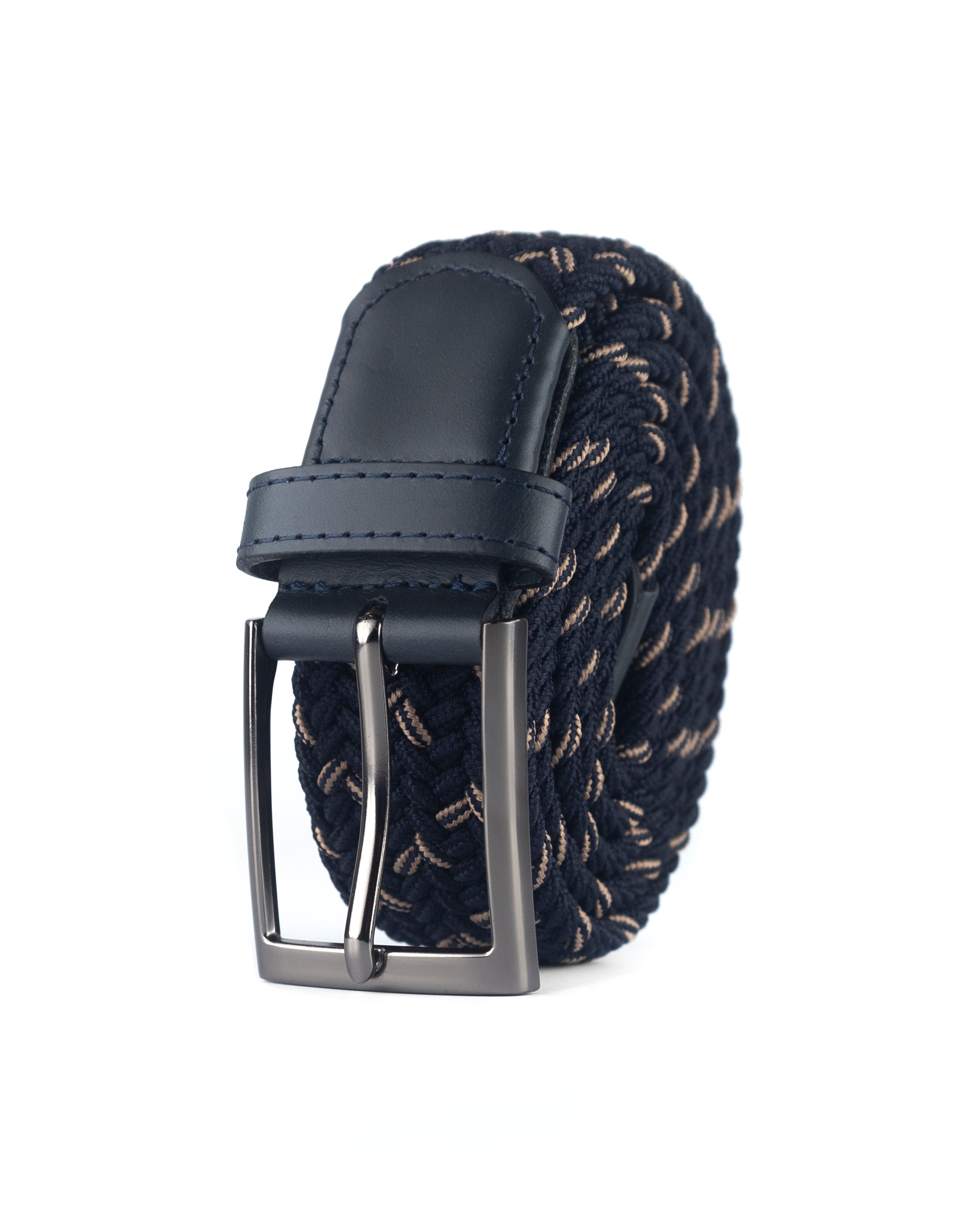 Cinturon trenzado azul y beige hombre ideal para regalo, la oficina o un dia casual