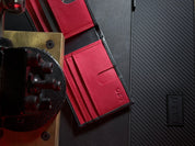 Billetera Slim Cuero (Negra-Roja) — Con Grabado de Iniciales