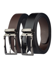 Cinturon de cuero doblefaz para hombre cafe y negro, ideal para regalo, la oficina o un dia casual