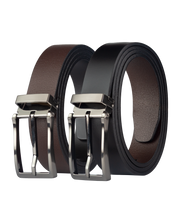 Cinturon de cuero doblefaz para hombre cafe y negro, ideal para regalo, la oficina o un dia casual