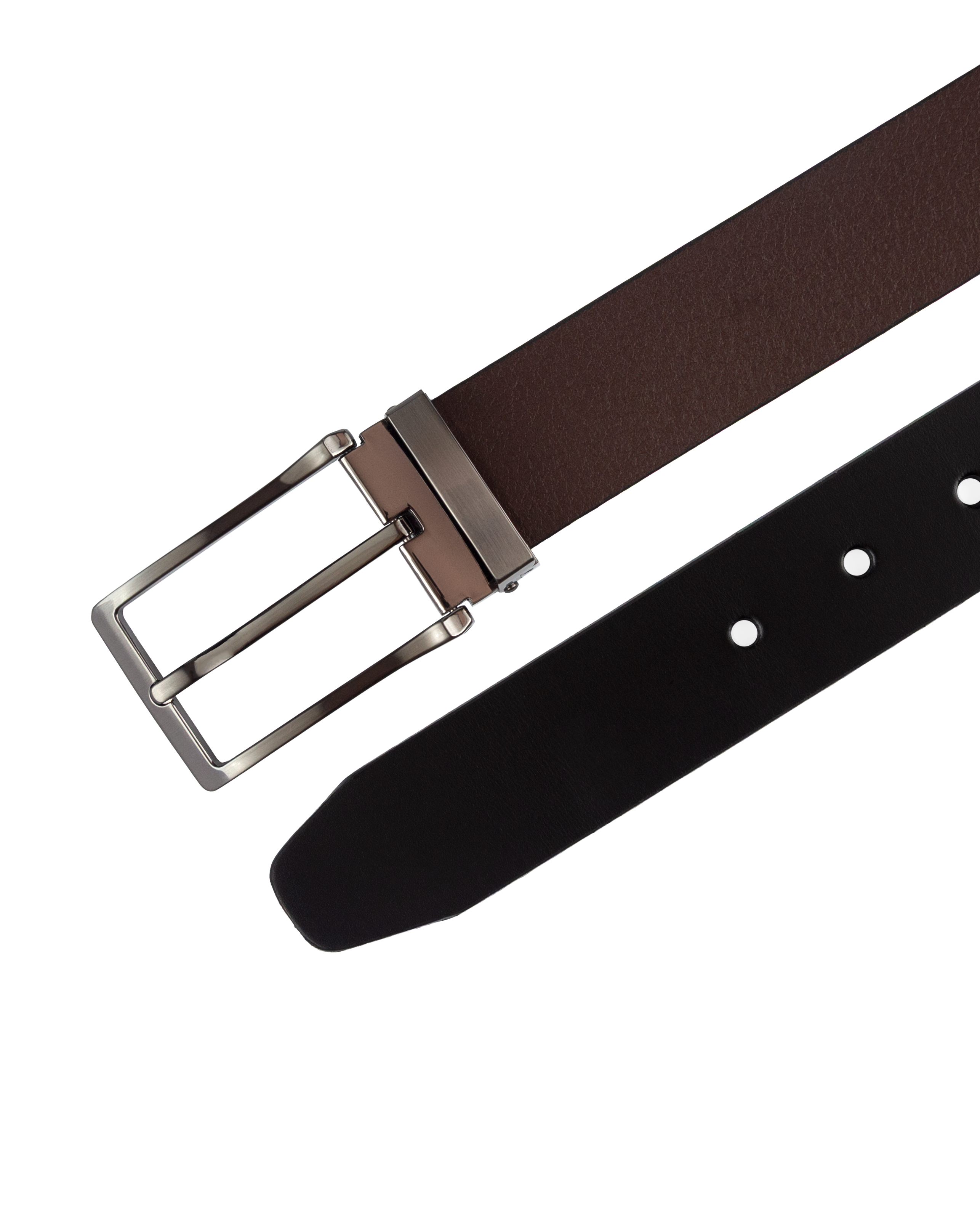 Cinturon de cuero doblefaz para hombre cafe y negro, ideal para regalo, la oficina o un dia casual