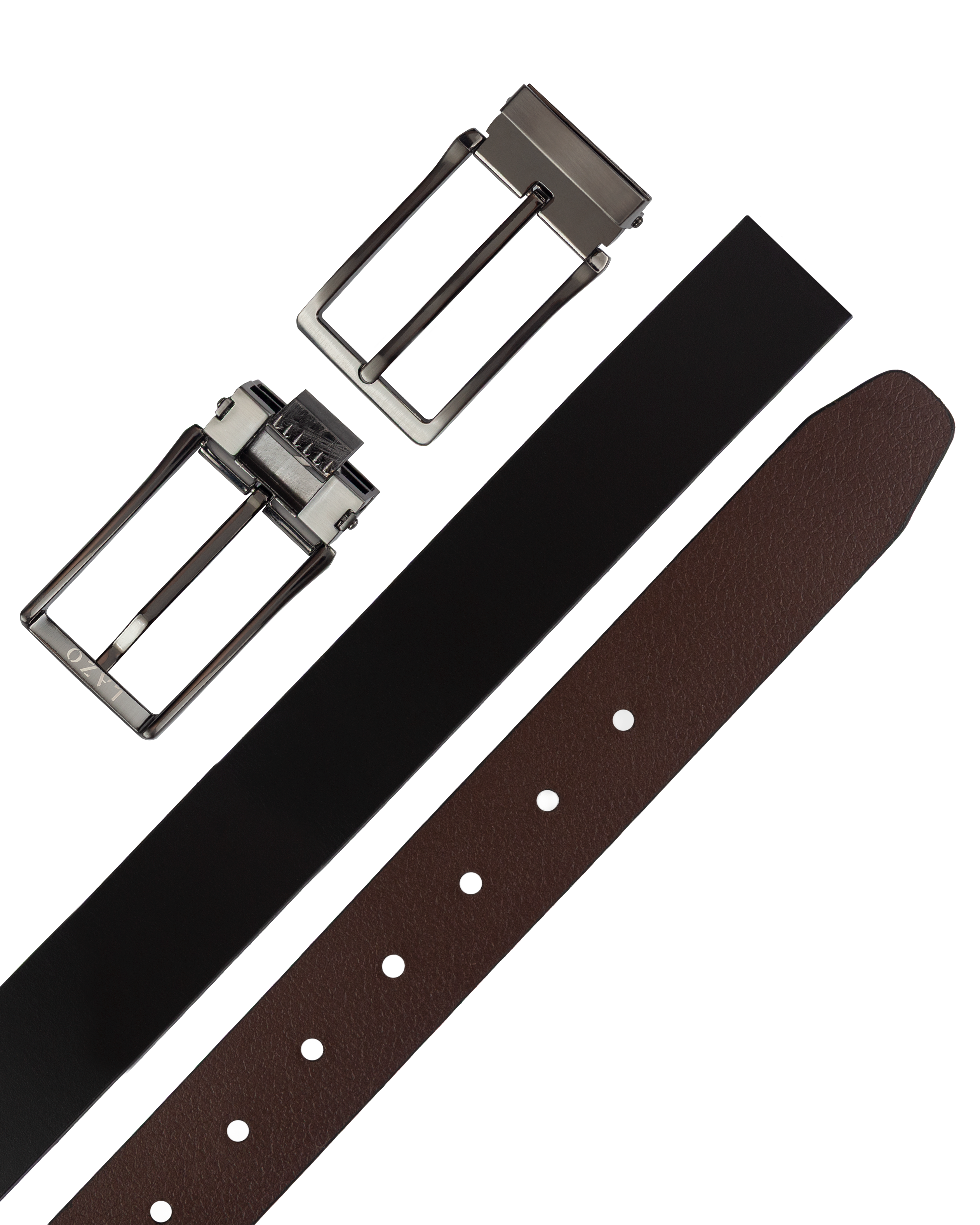 Cinturon de cuero doblefaz para hombre cafe y negro, ideal para regalo, la oficina o un dia casual