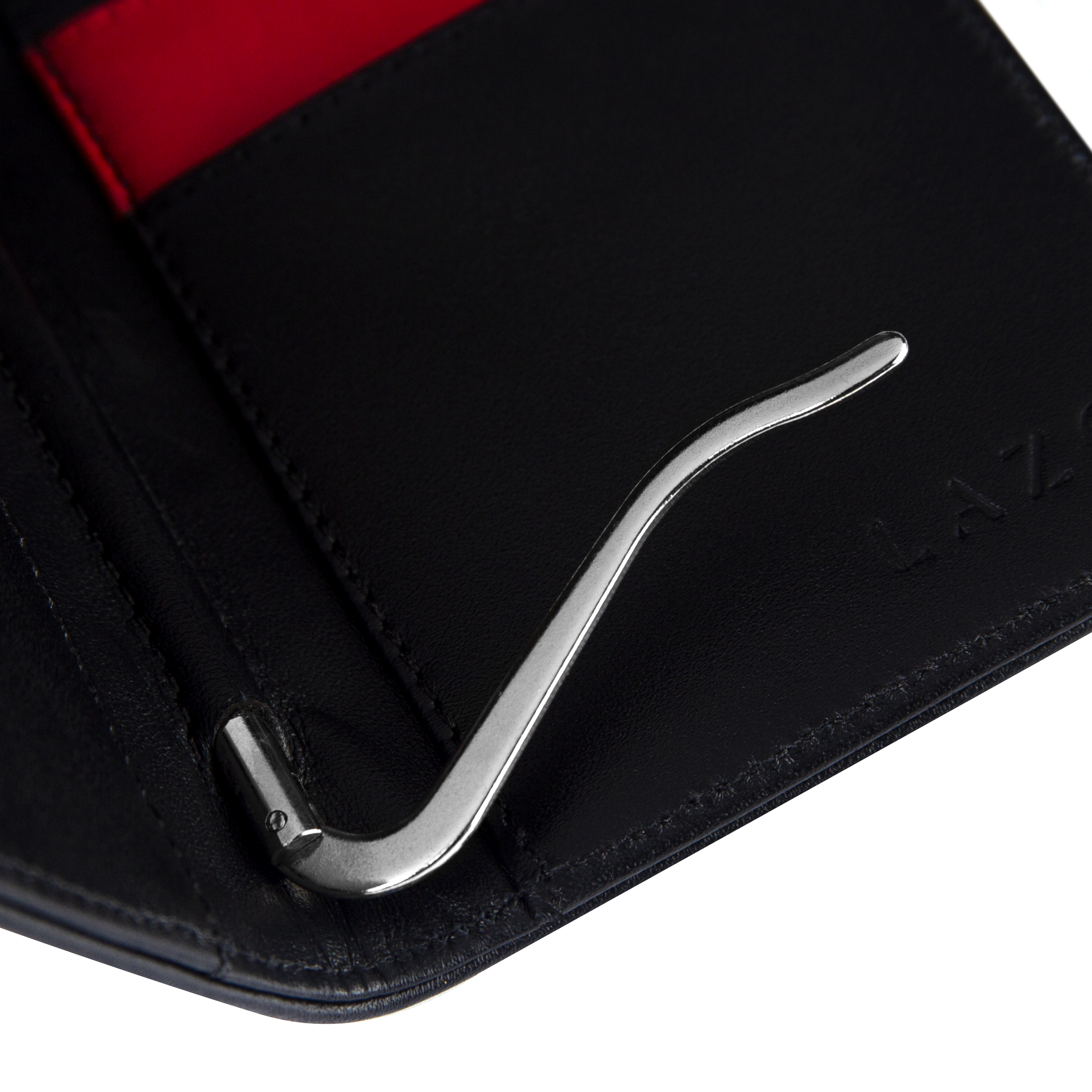 Billetera Compact con Clip (Carbono-Negra-Roja) — Con Grabado de Iniciales