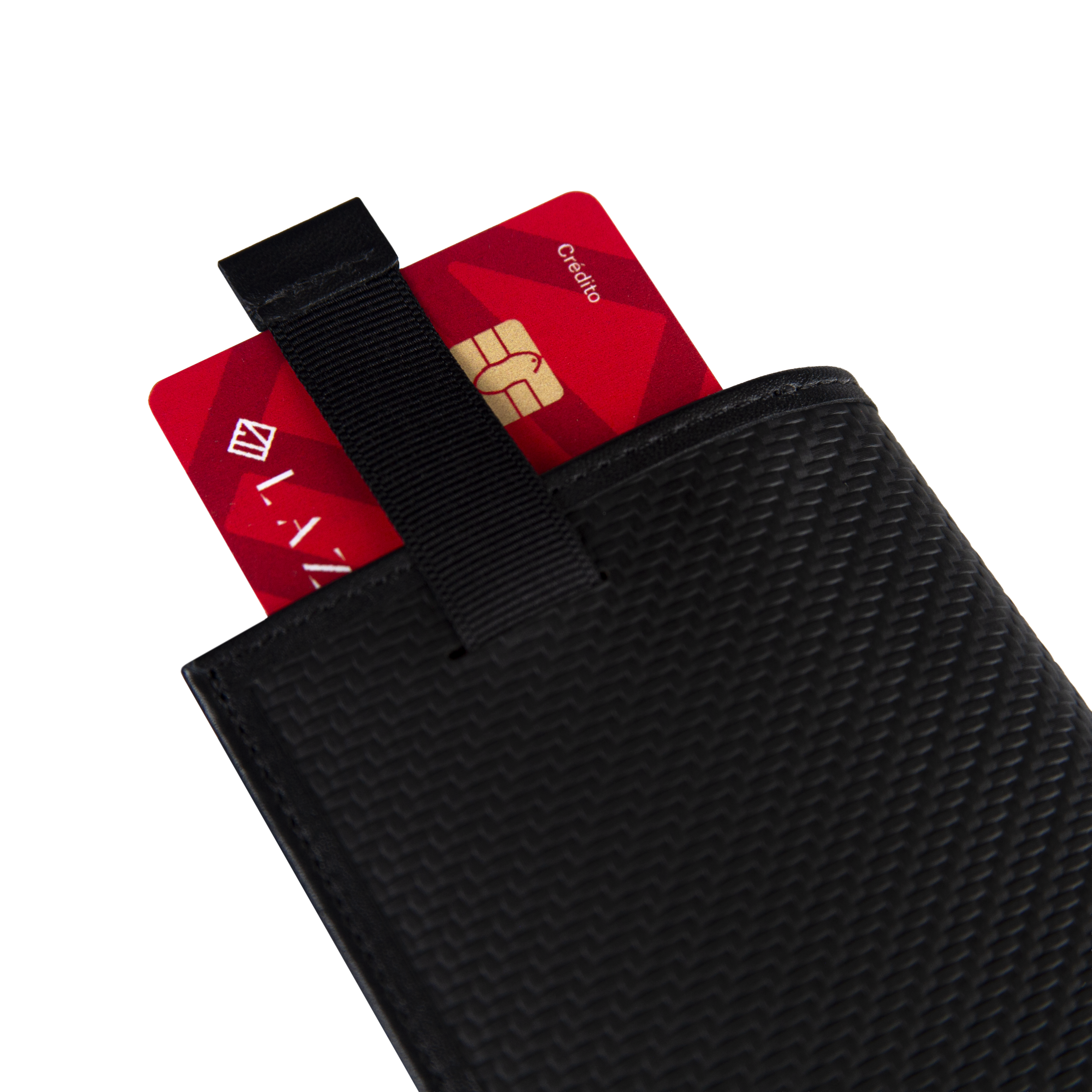 Billetera Compact con Clip (Carbono-Negra-Roja) — Con Grabado de Iniciales