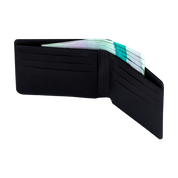 Billetera Tradicional de Cuero (Carbono-Negra) — Con Grabado de Iniciales