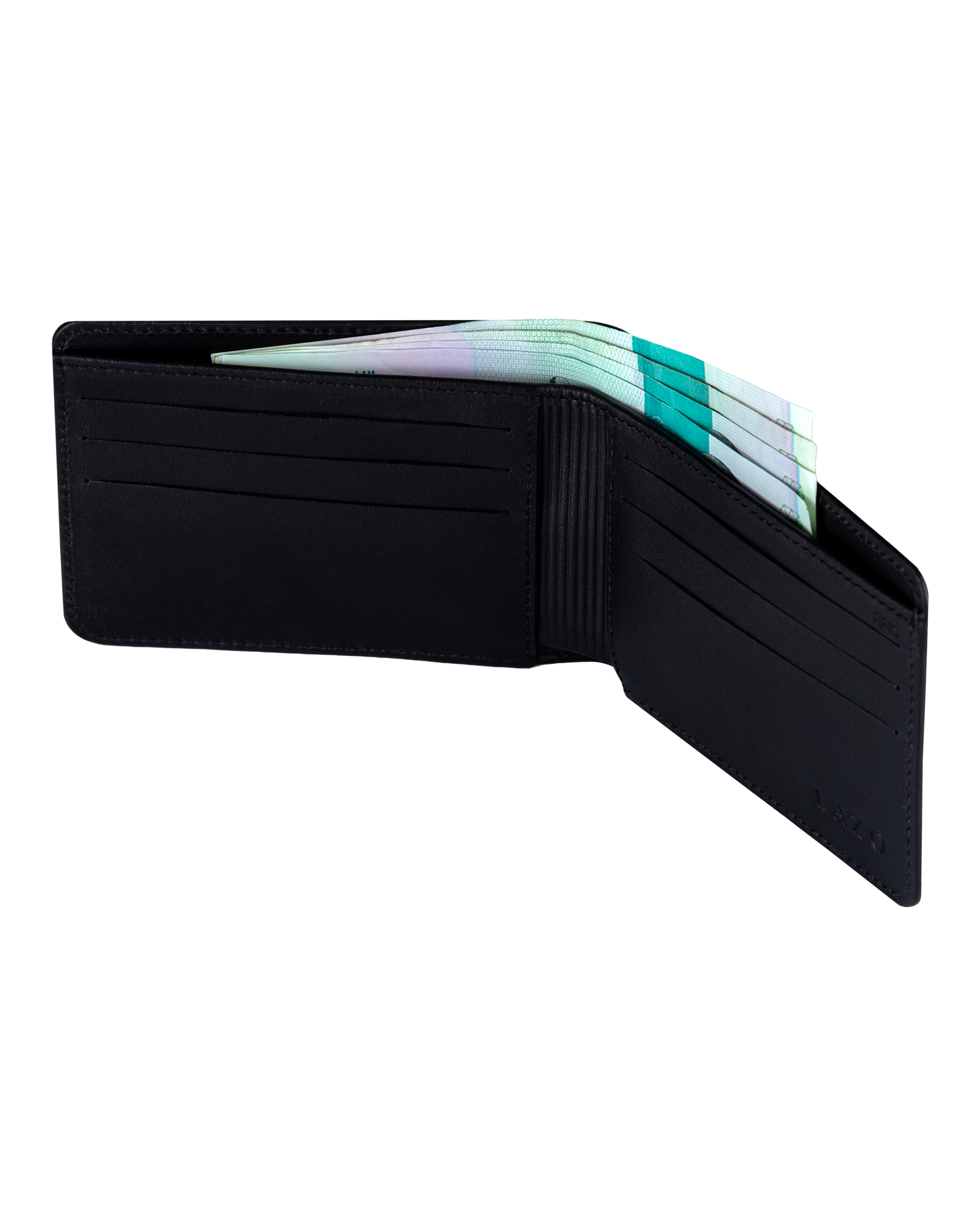 Billetera Tradicional de Cuero (Carbono-Negra)  Con Grabado de Iniciales