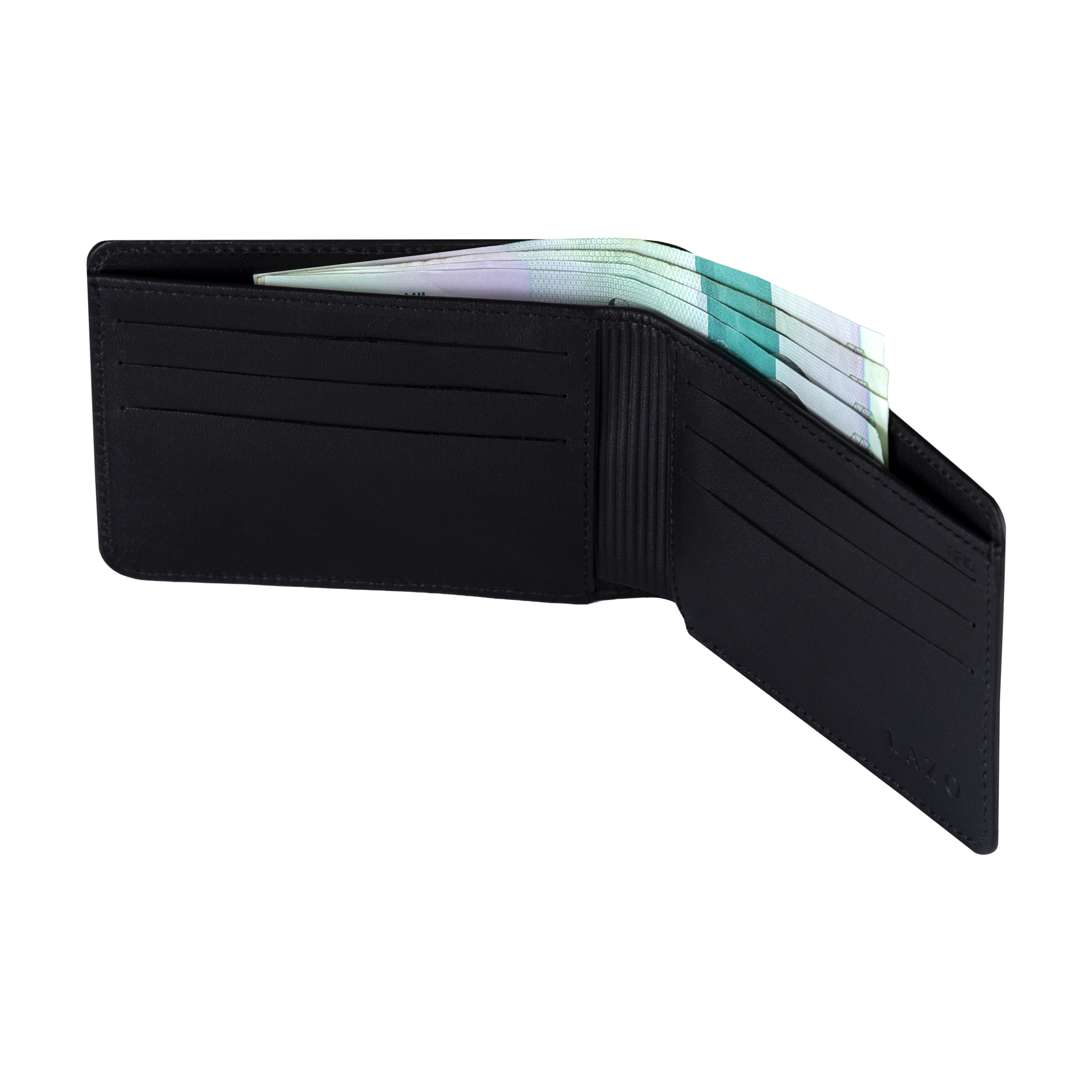 Billetera Tradicional de Cuero (Carbono-Negra) — Con Grabado de Iniciales