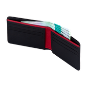Billetera tradicional de cuero (negra-rojo) — con grabado de iniciales