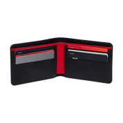 Billetera Tradicional de Cuero (Carbono-Negra-Rojo) — Con Grabado de Iniciales