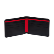 Billetera Tradicional de Cuero (Carbono-Negra-Rojo) — Con Grabado de Iniciales
