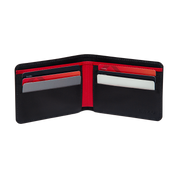Billetera tradicional de cuero (negra-rojo) — con grabado de iniciales