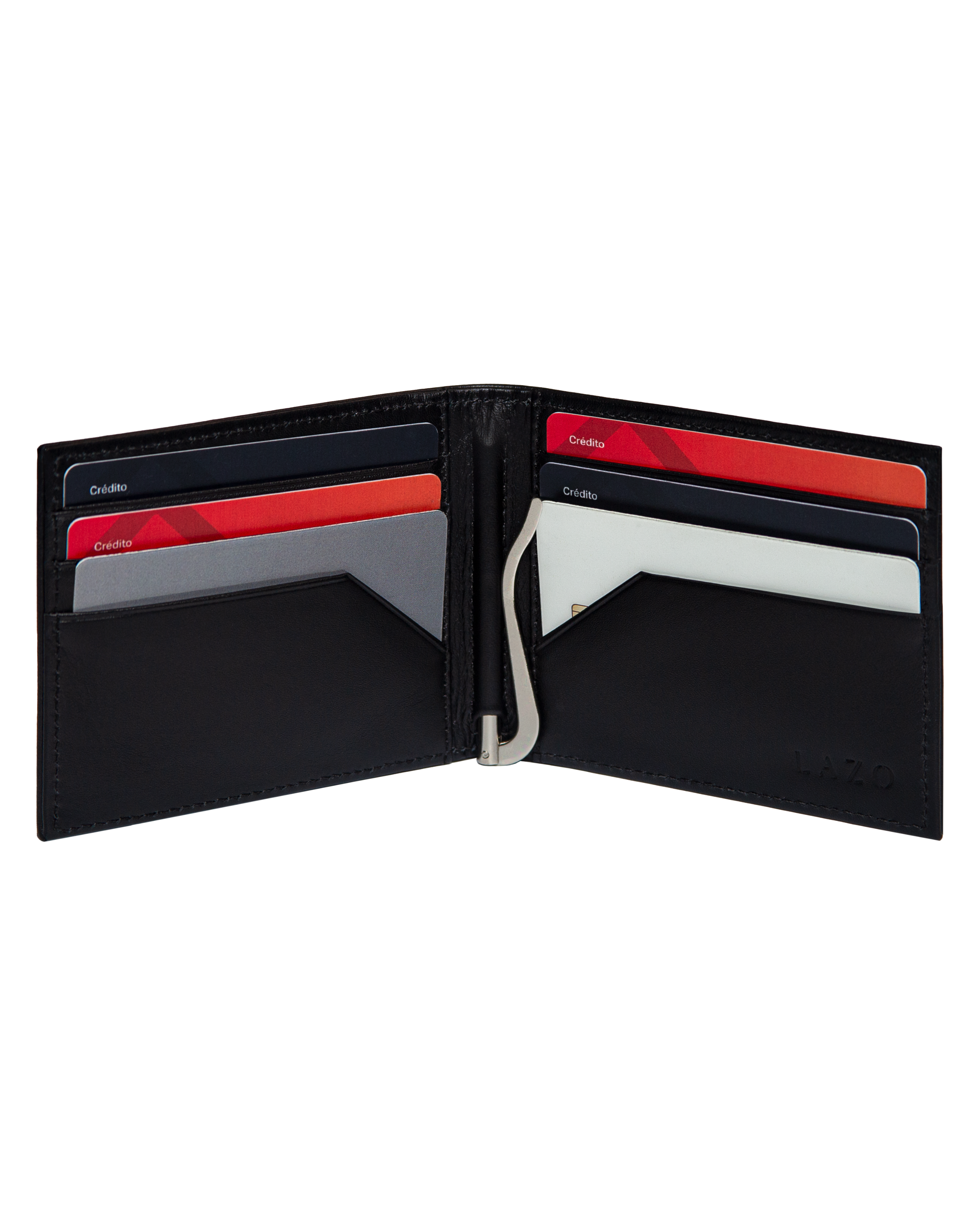 Billetera Tradicional Clip negra y carbono personalizable con iniciales