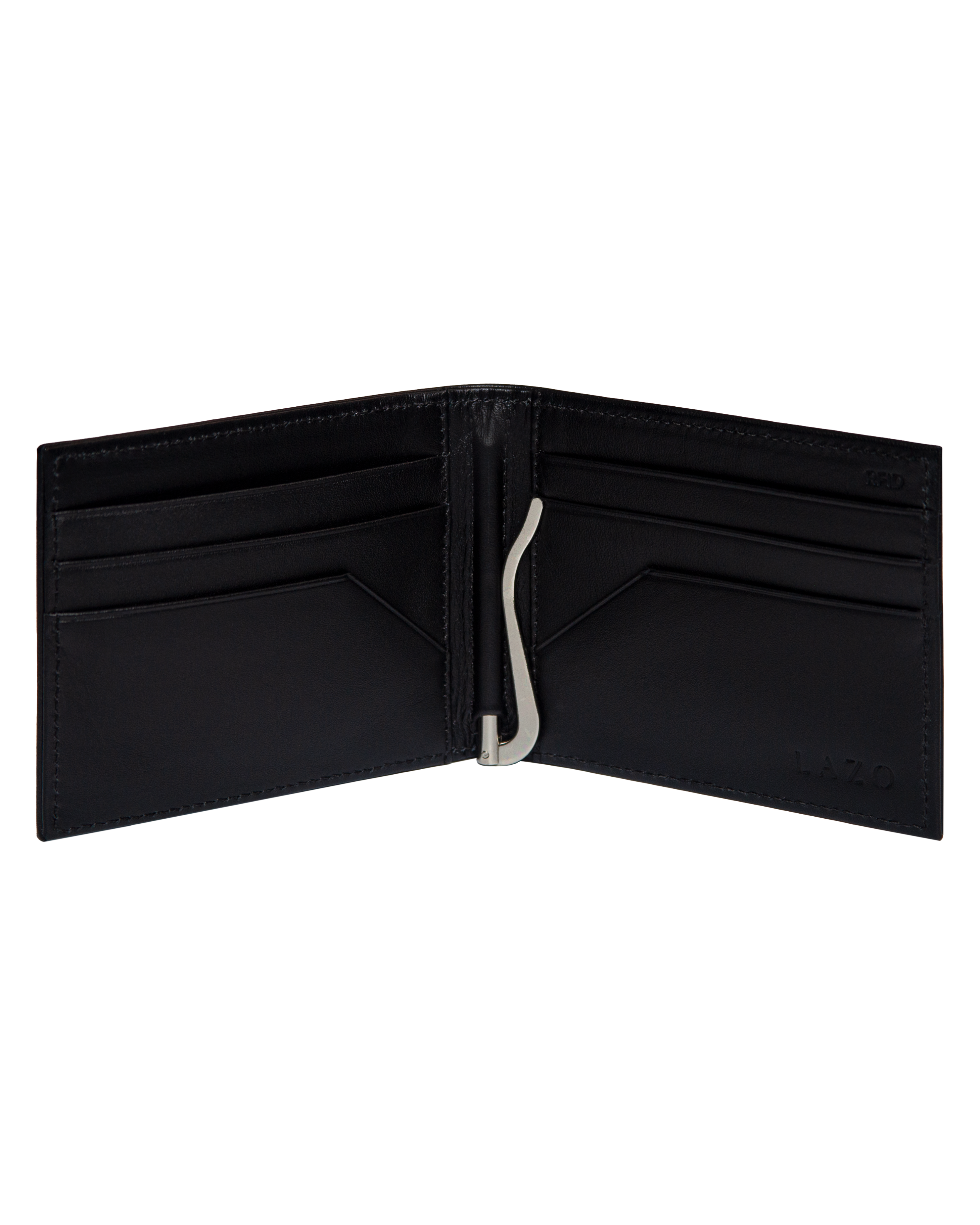 Billetera Tradicional Clip negra y carbono personalizable con iniciales