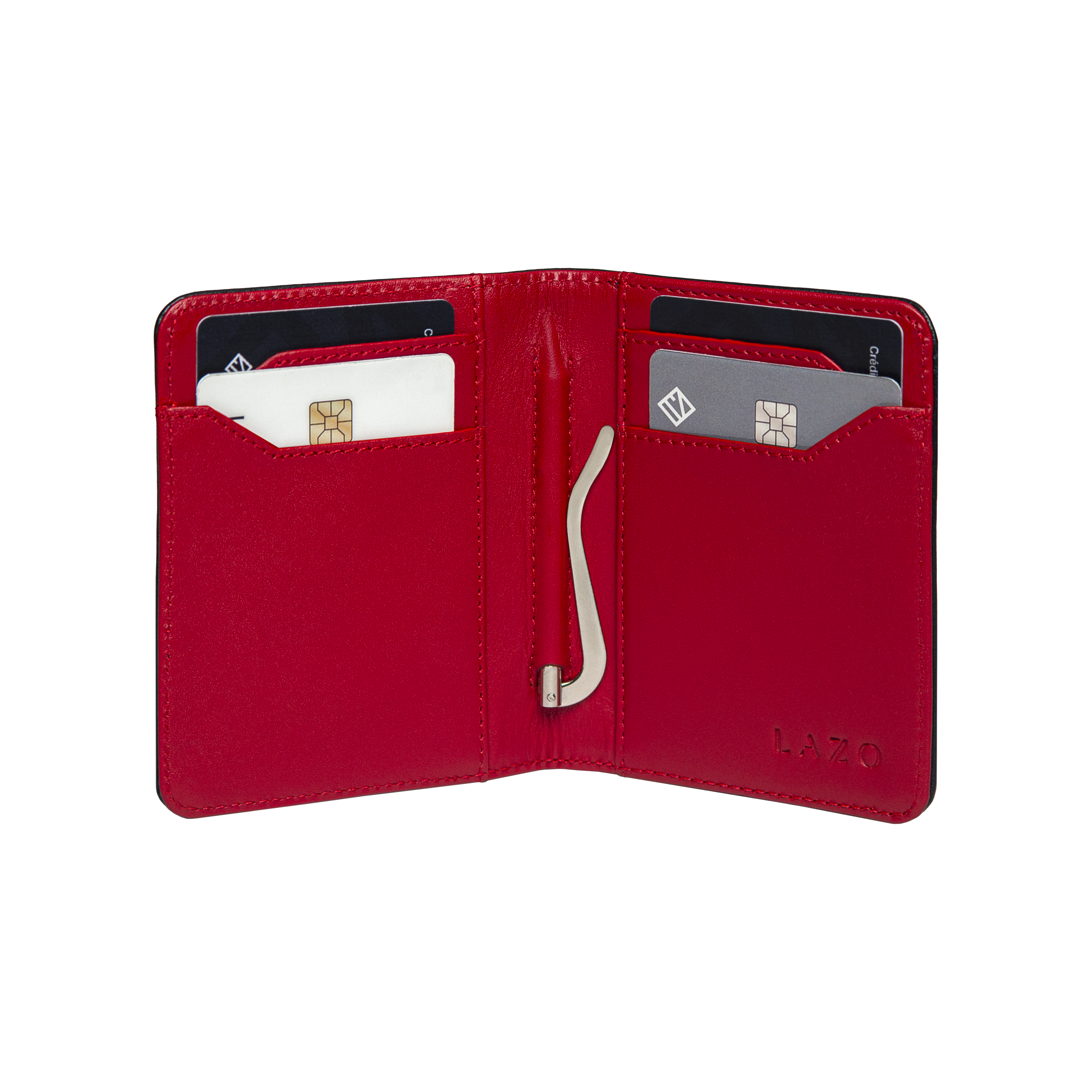 Billetera Compact con Clip (Negra-Roja) — Con Grabado de Iniciales