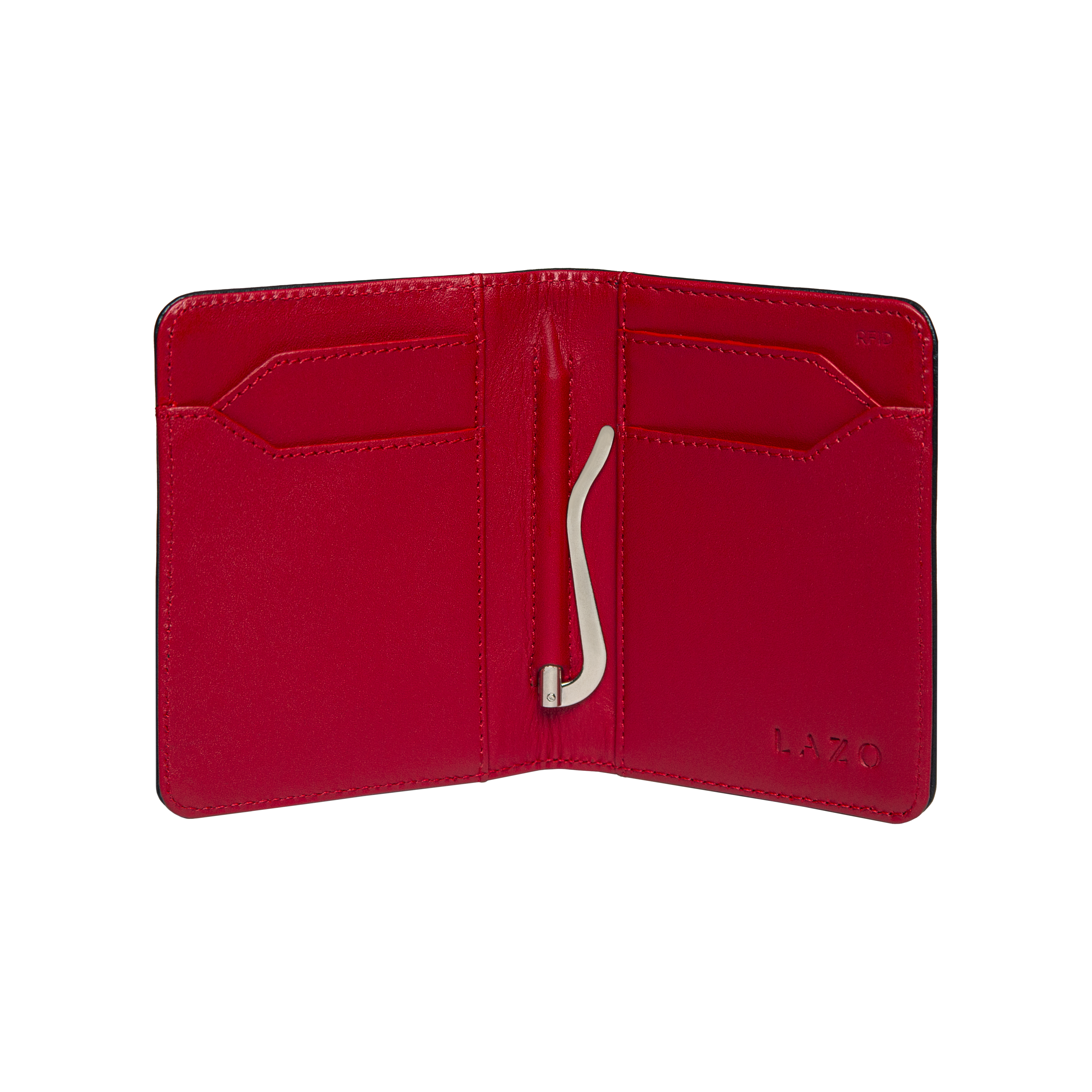Billetera Compact con Clip (Negra-Roja) — Con Grabado de Iniciales