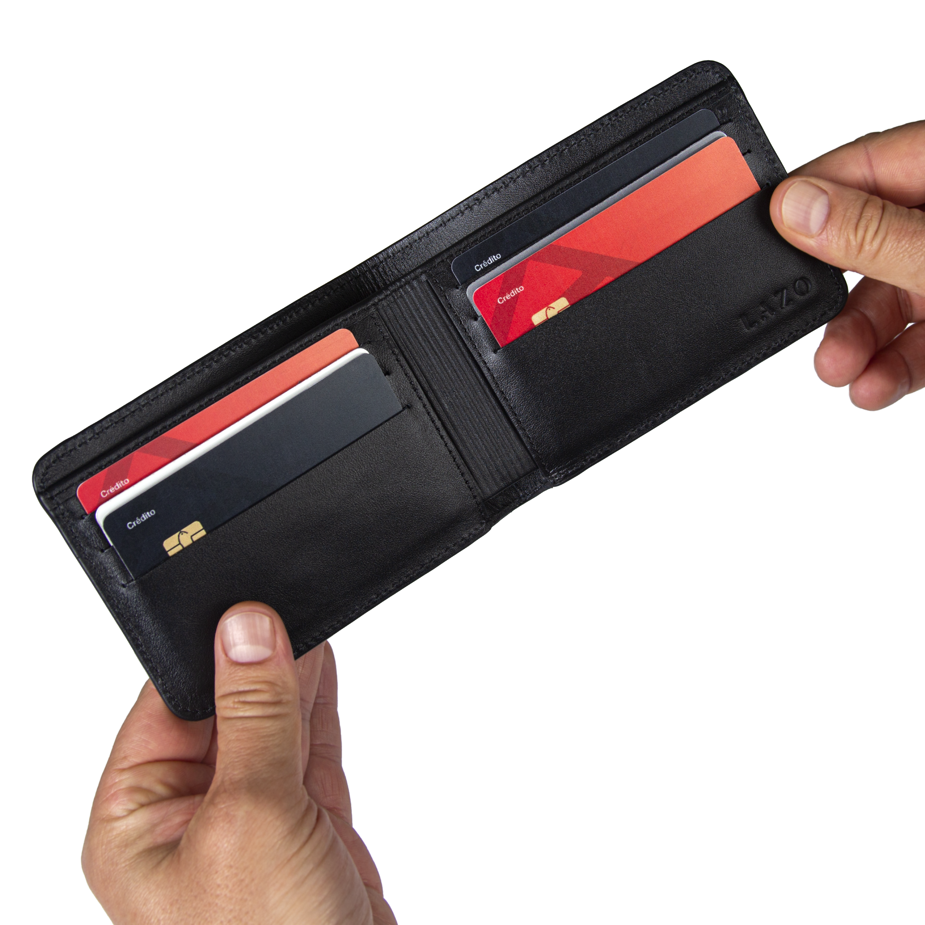 Billetera Tradicional de Cuero (Carbono-Negra) — Con Grabado de Iniciales