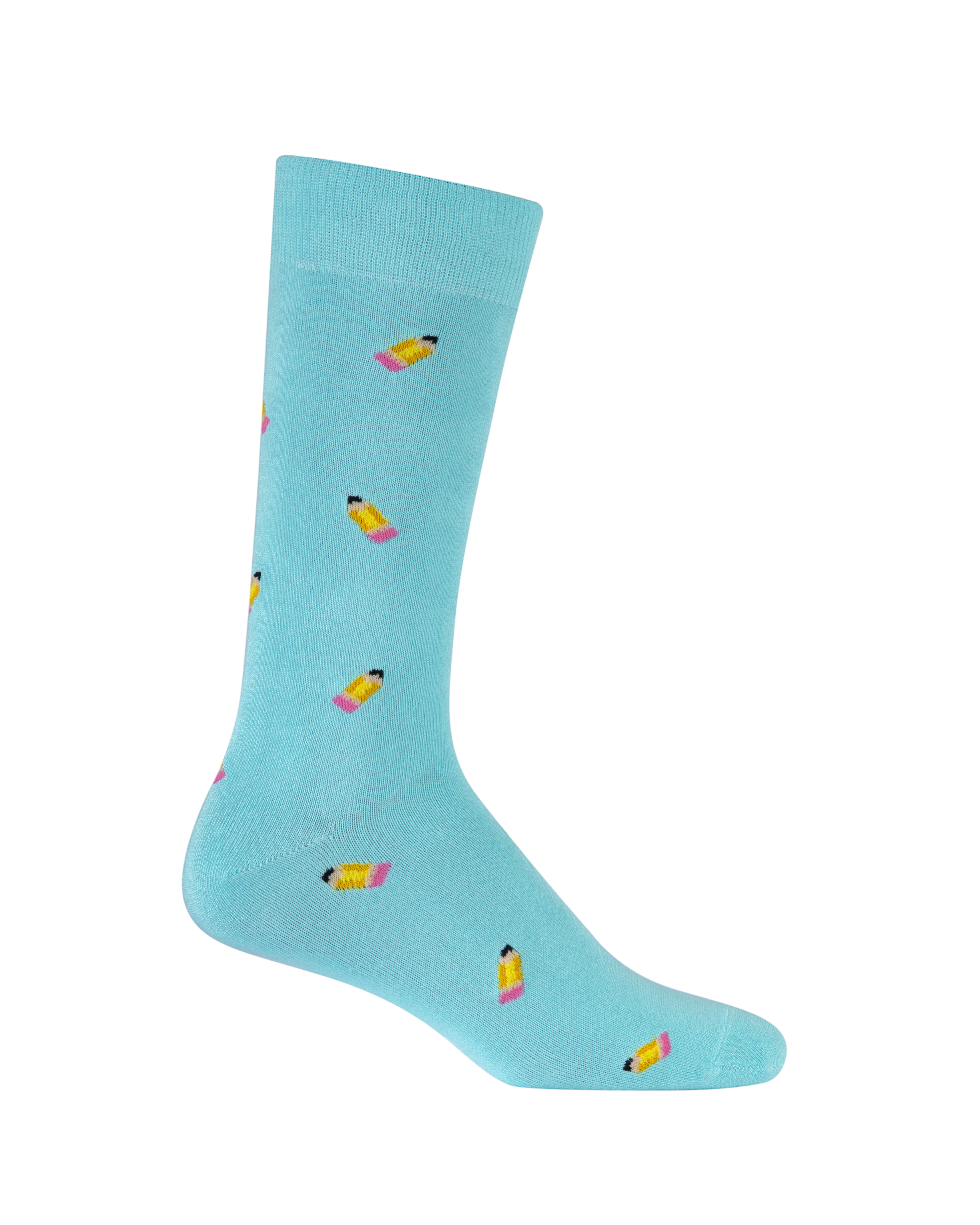 Medias color azul con lapices