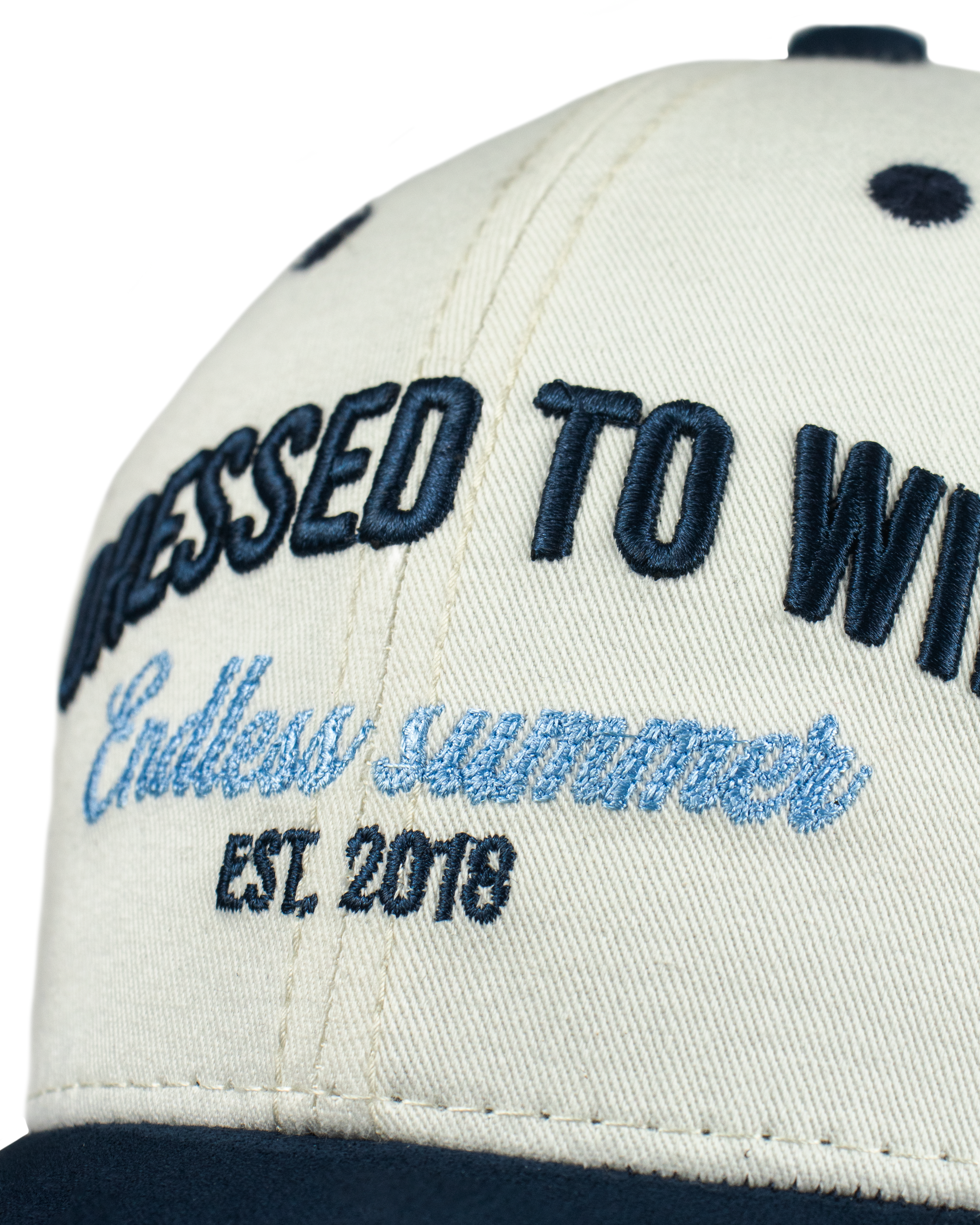 Gorra blanca y azul 