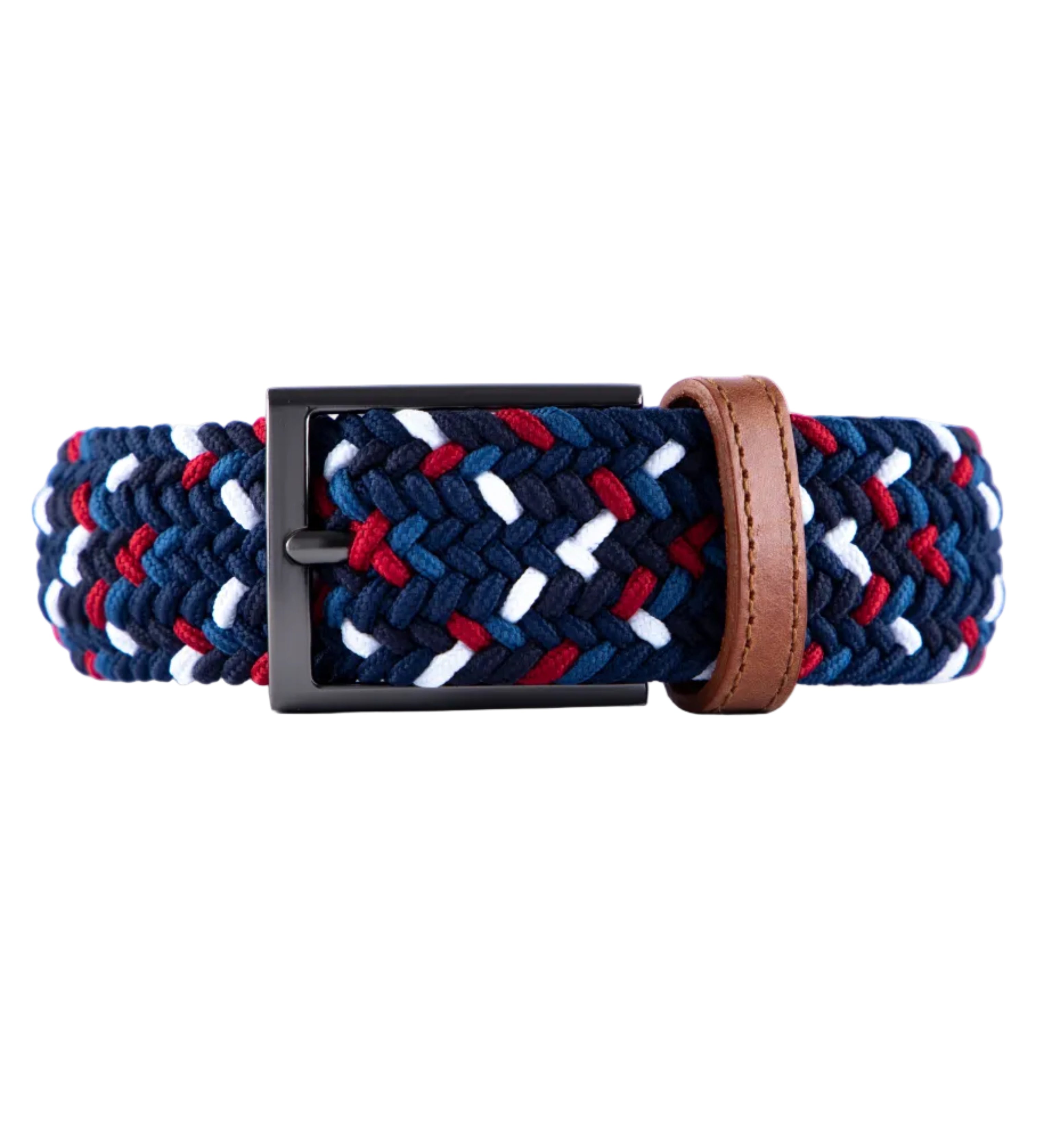 Cinturon trenzado azul blanco y  rojo para hombre ideal para regalo, la oficina o un dia casual