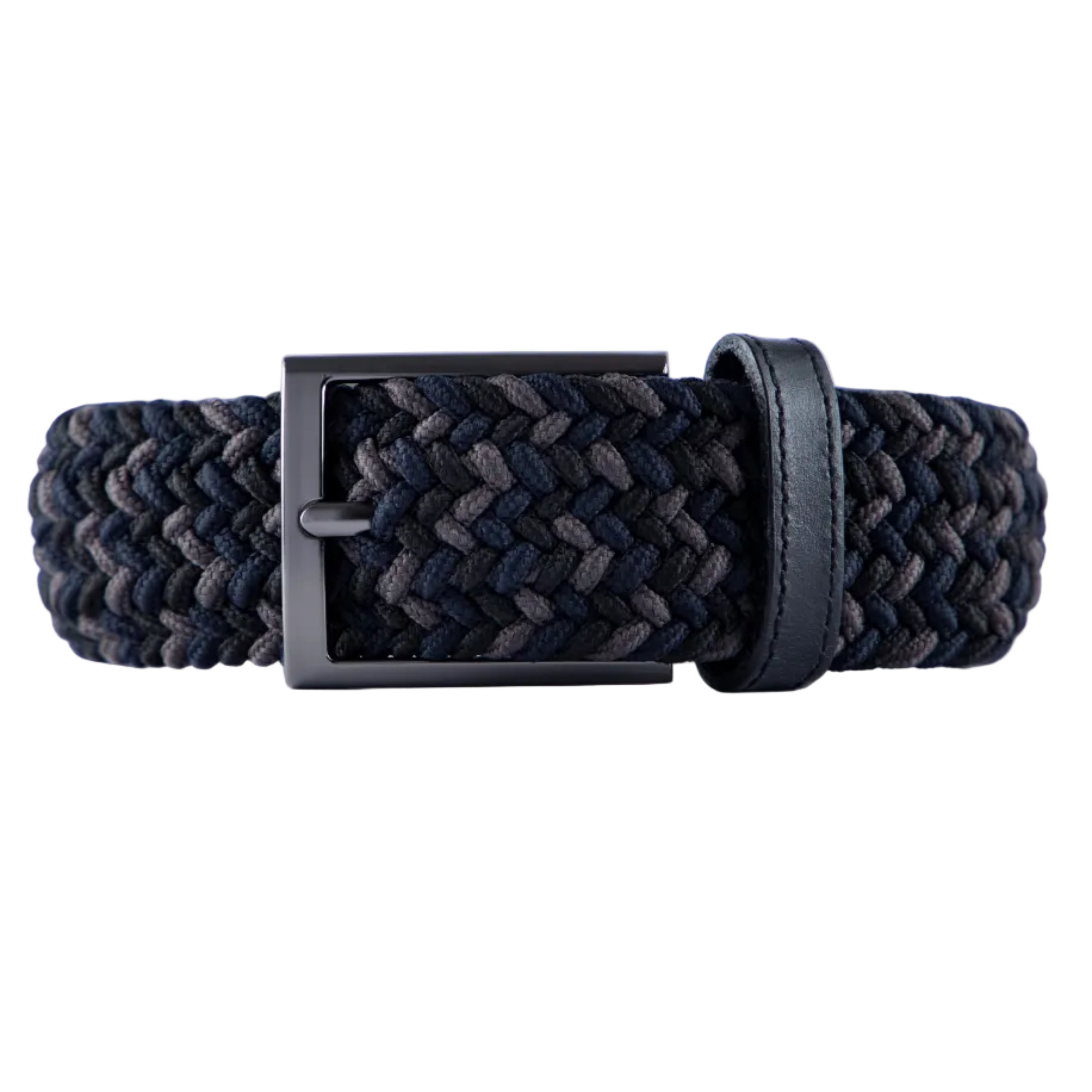 Cinturon trenzado negro y gris para hombre ideal para regalo, la oficina o un dia casual