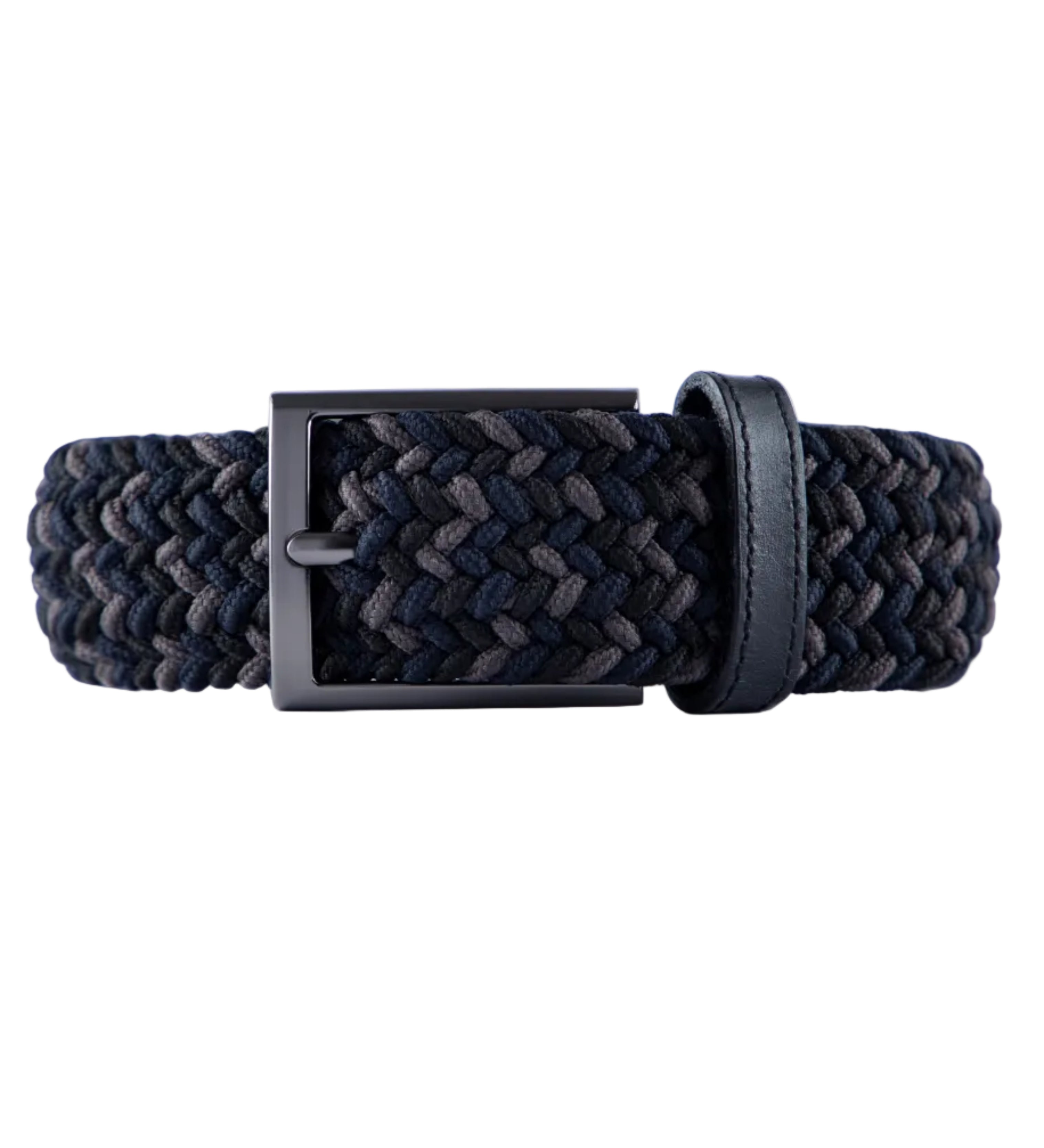 Cinturon trenzado negro y gris para hombre ideal para regalo, la oficina o un dia casual