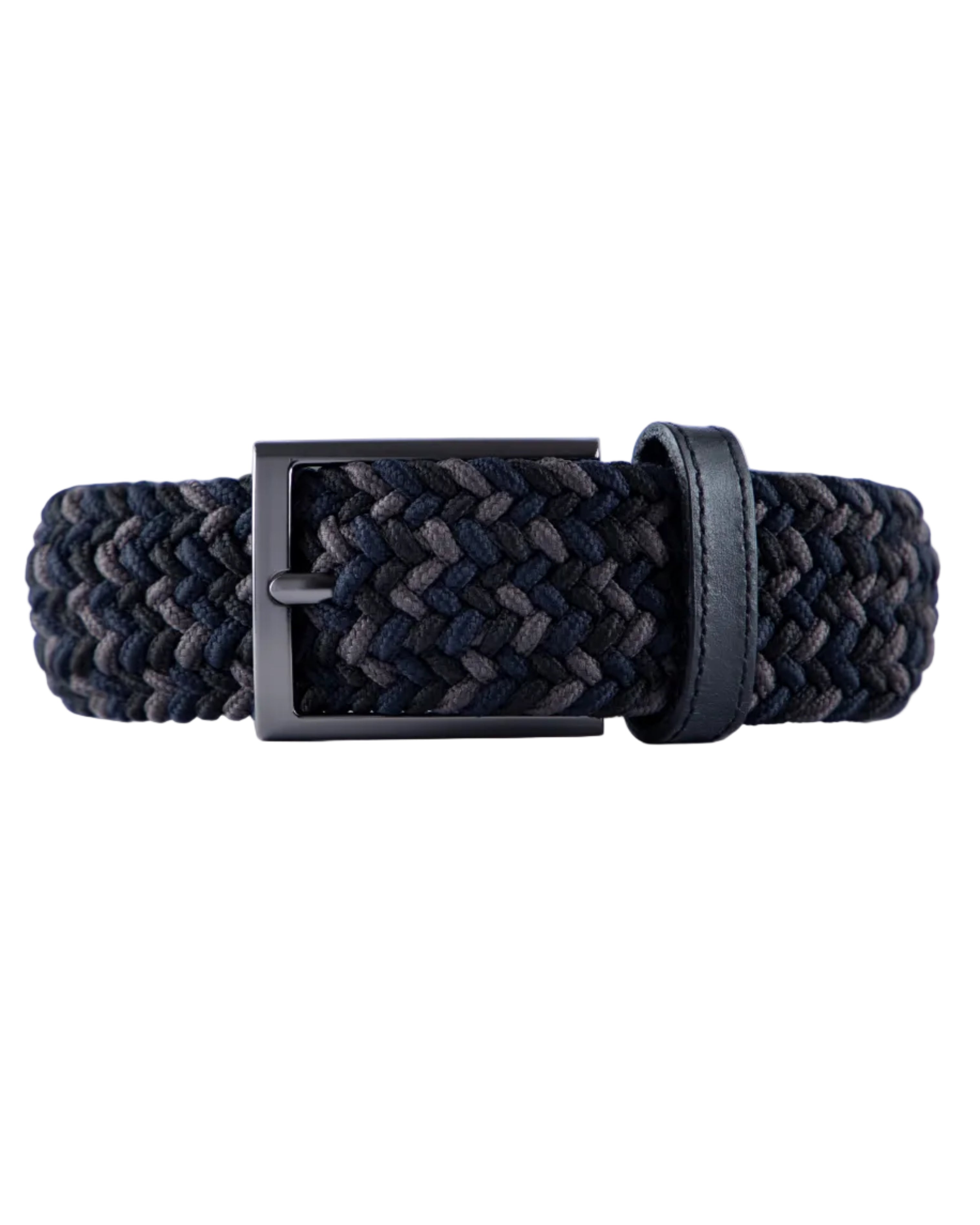 Cinturon trenzado negro y gris para hombre ideal para regalo, la oficina o un dia casual
