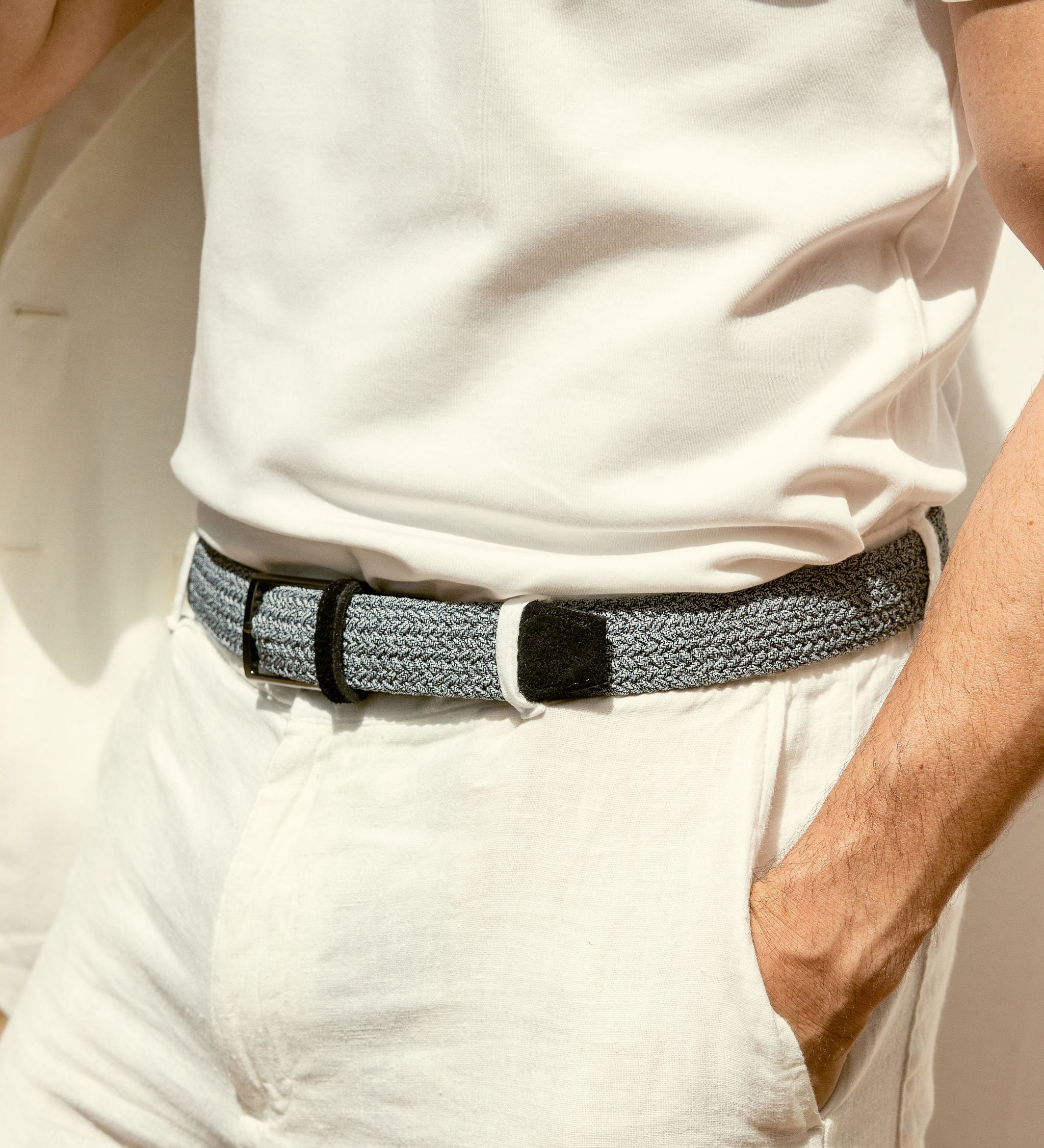 Cinturon trenzado para hombre color gris ideal para regalo, la oficina o una salida casual