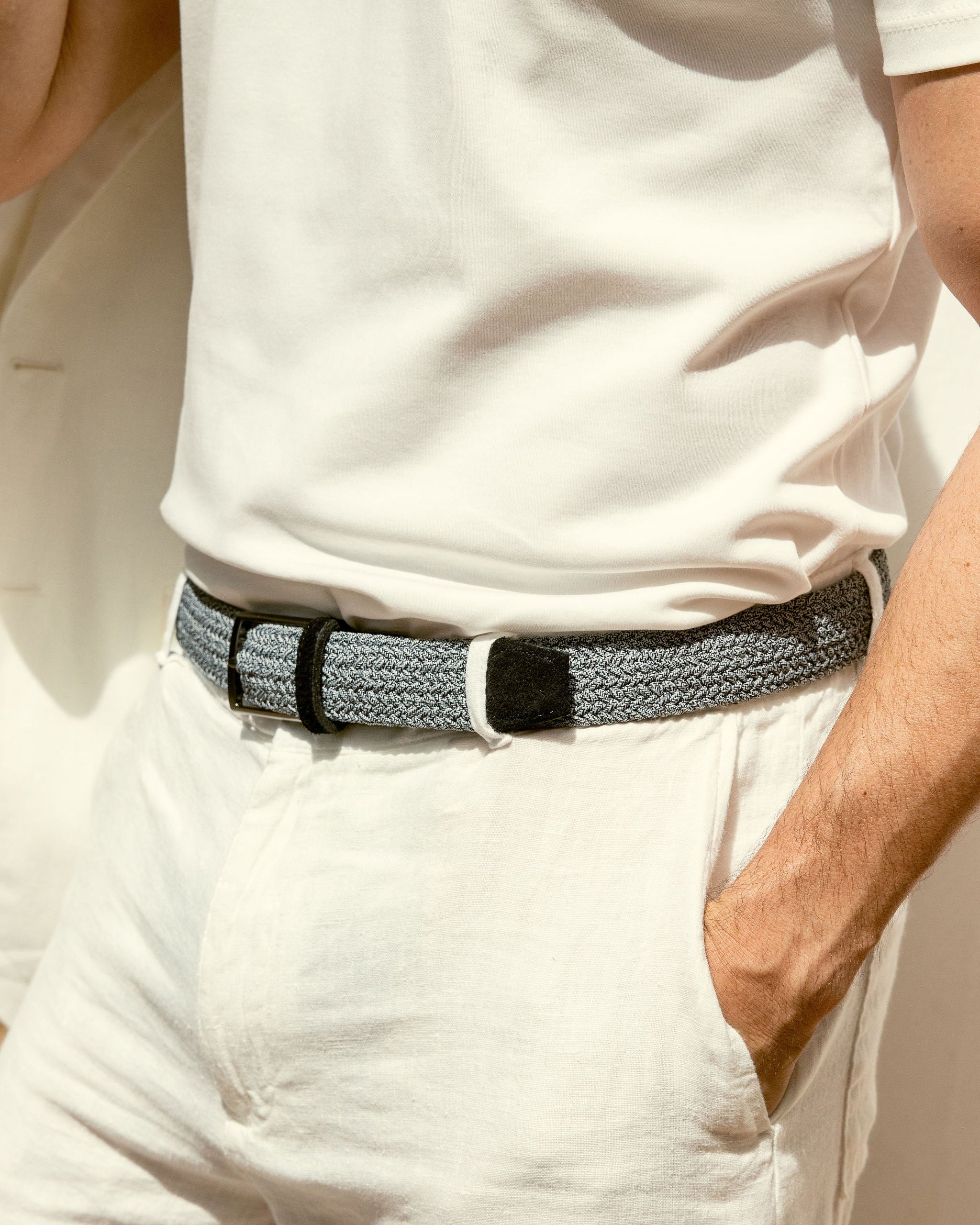 Cinturon trenzado para hombre color gris ideal para regalo, la oficina o una salida casual