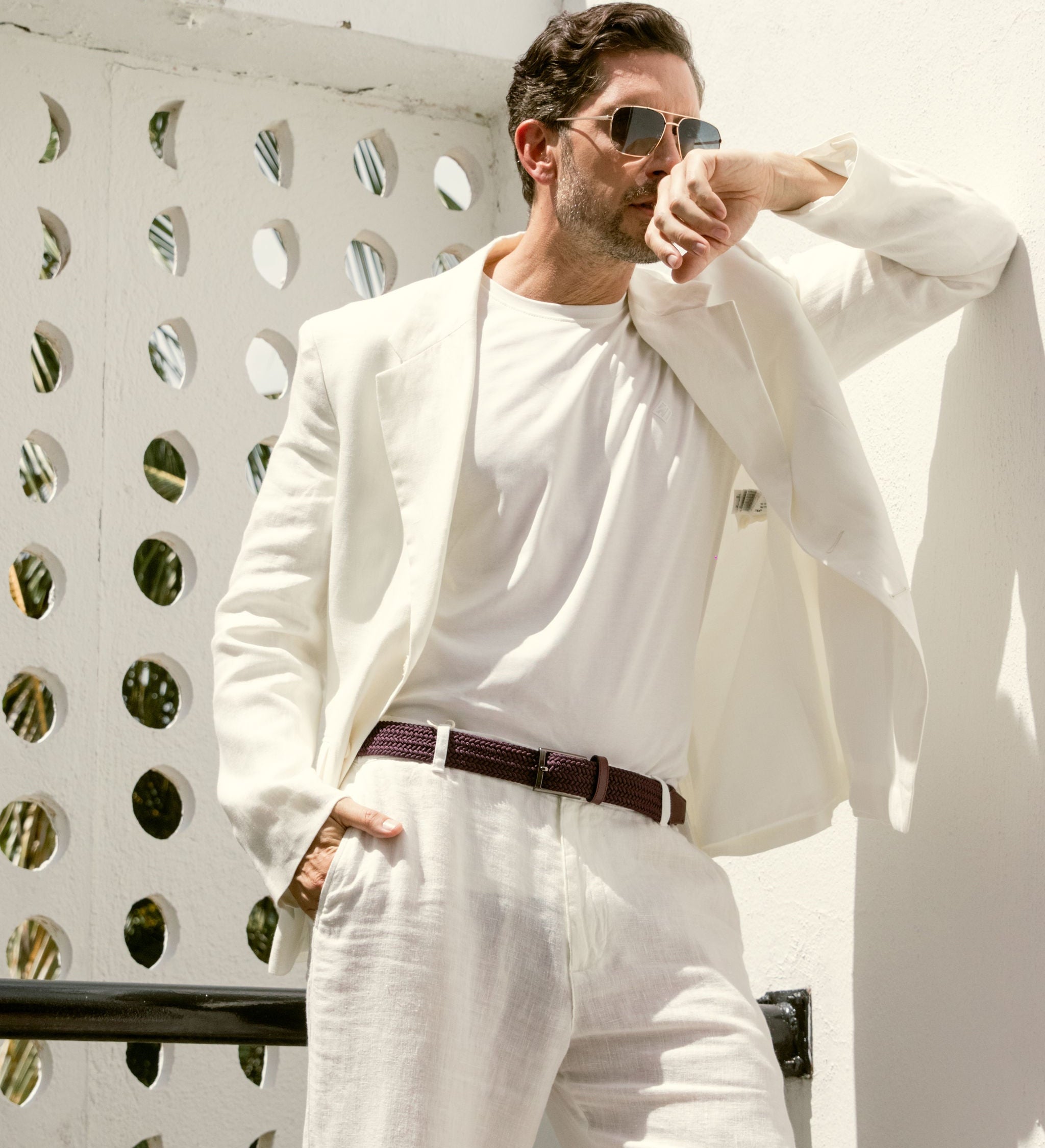 Cinturon trenzado vinotinto para hombre ideal para regalo, la oficina o un dia casual
