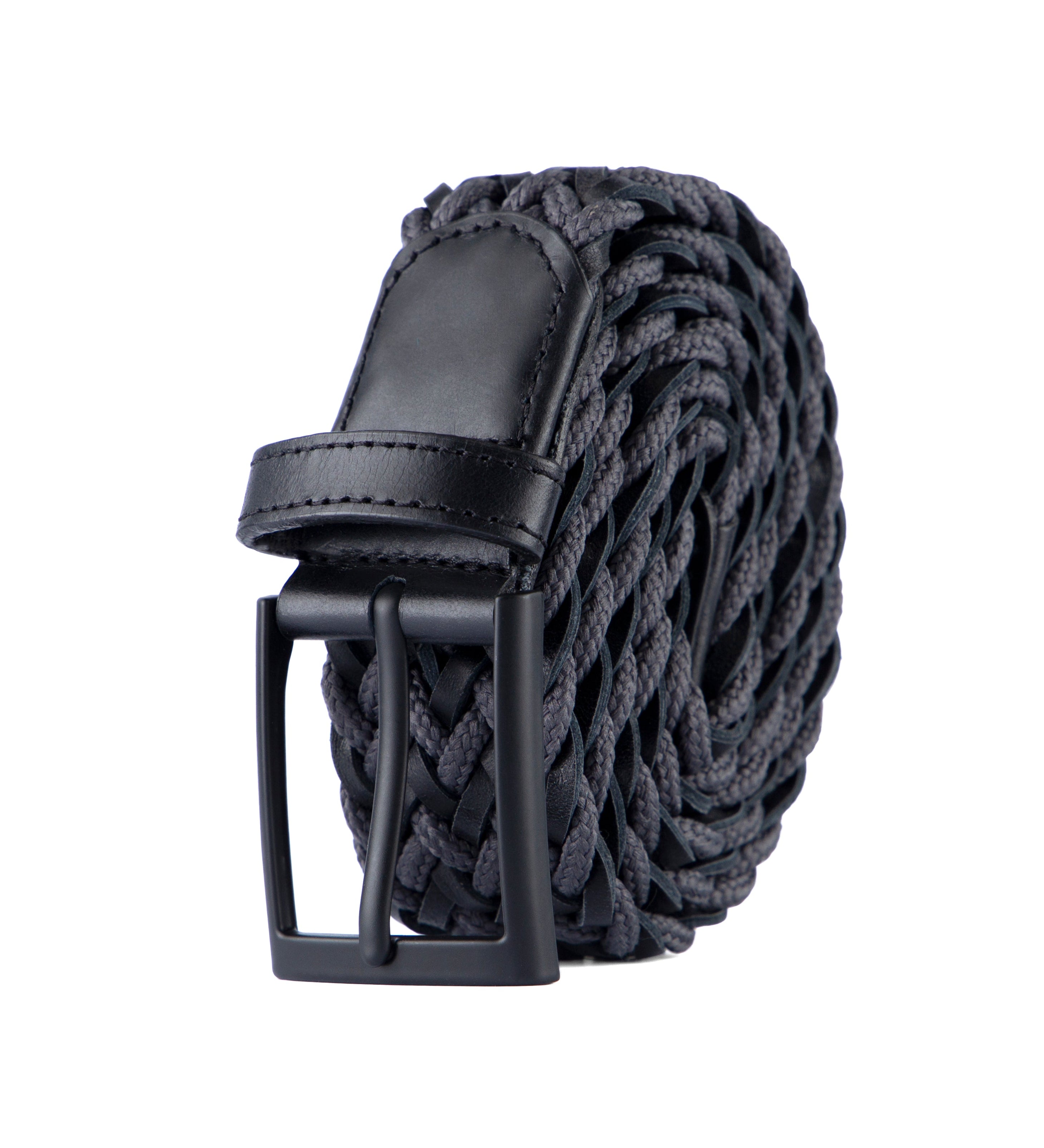 Cinturon de cuero trenzado gris para hombre ideal para regalo, la oficina o un dia casual