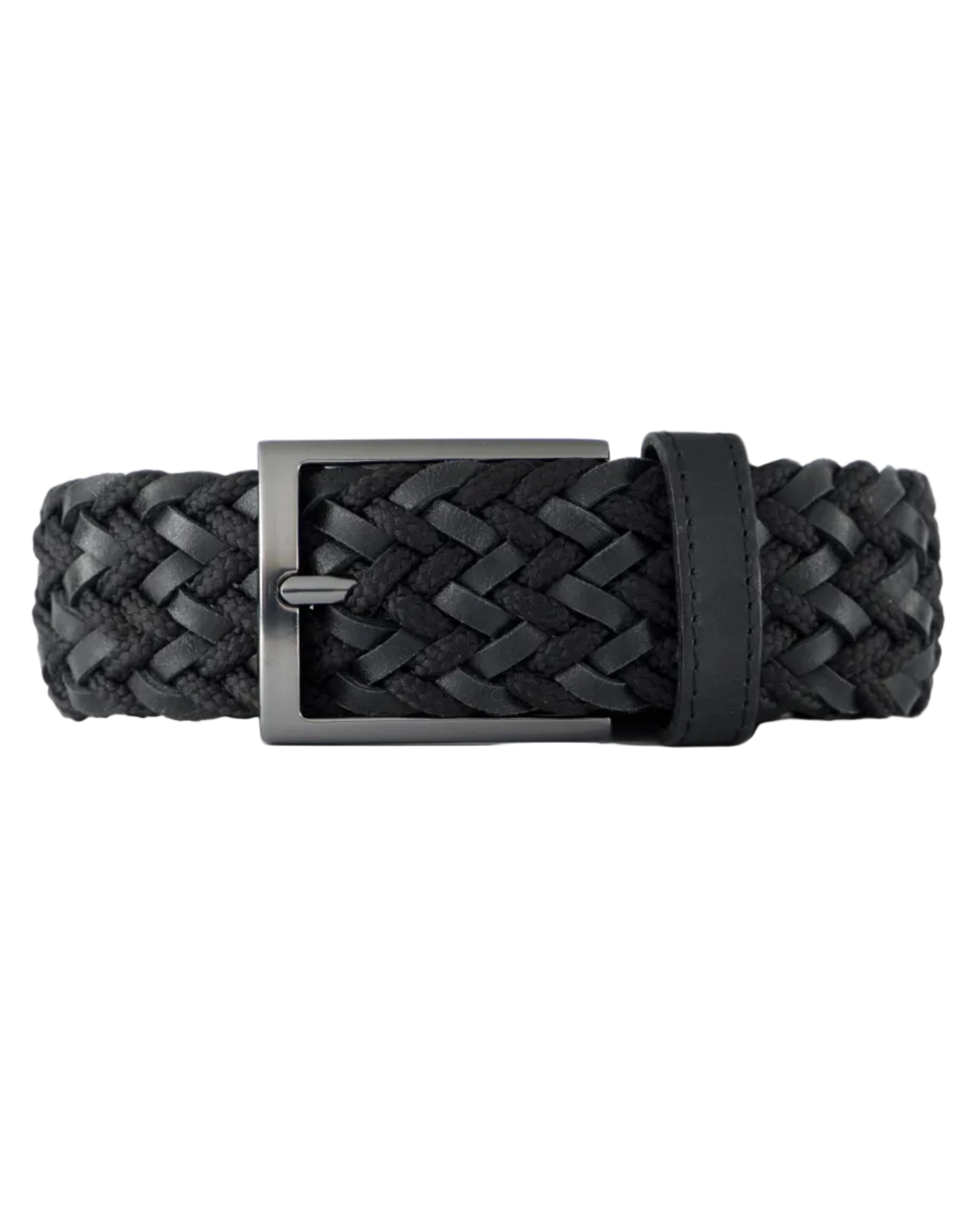 Cinturon de cuero trenzado negro para hombre ideal para regalo,  la oficina o un dia casual