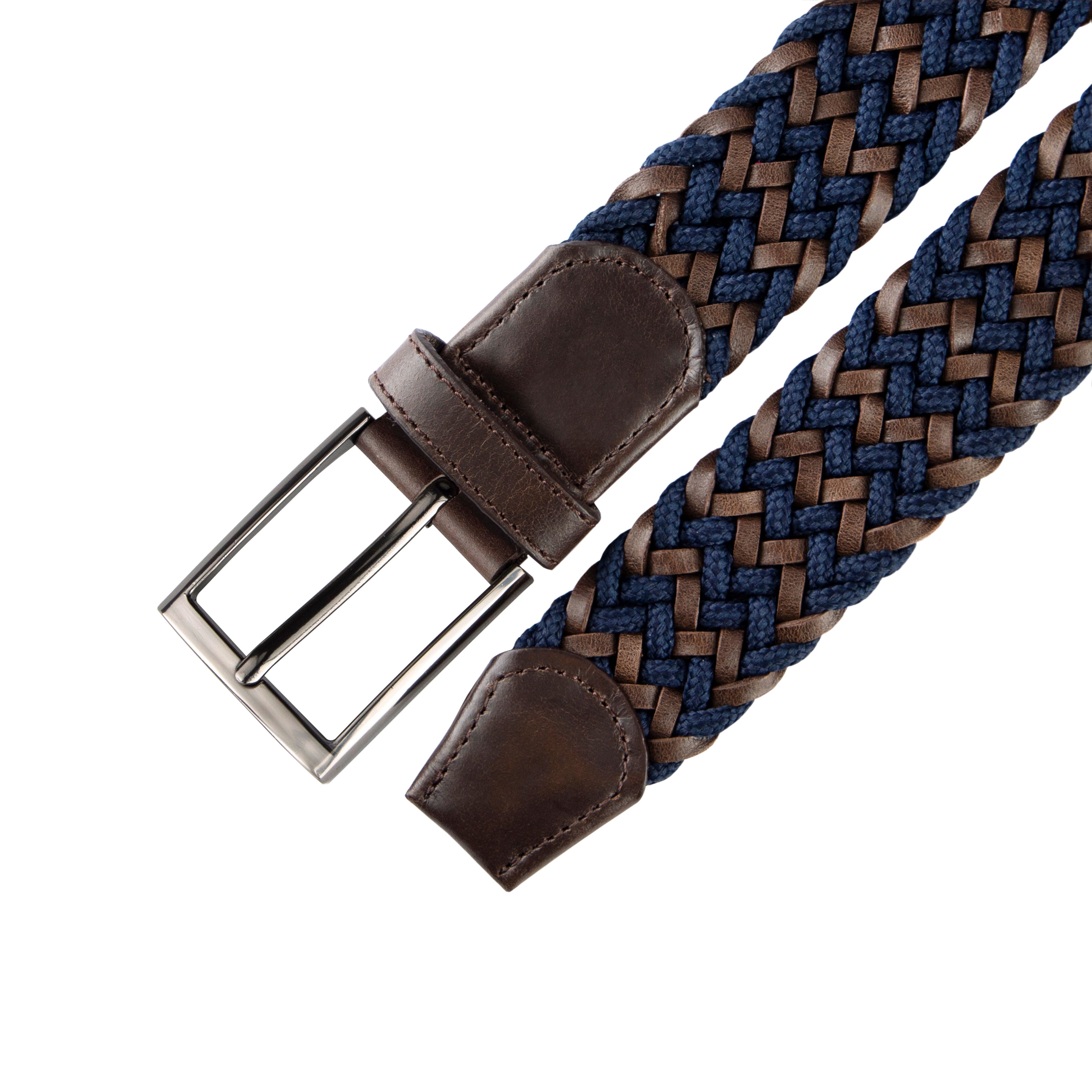 CINTURÓN LEATHER FUSION Azul-Café
