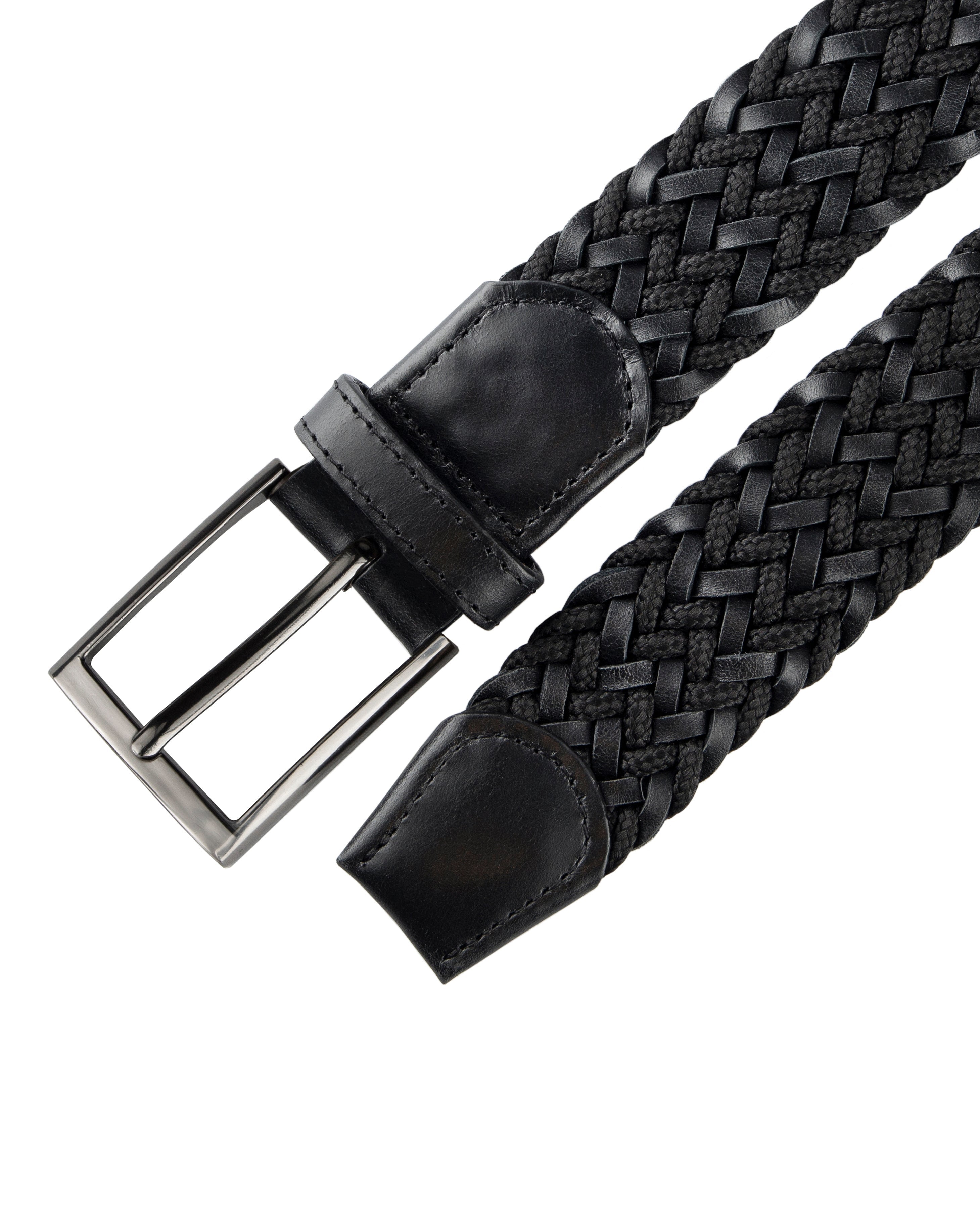 Cinturon de cuero trenzado negro para hombre ideal para regalo,  la oficina o un dia casual