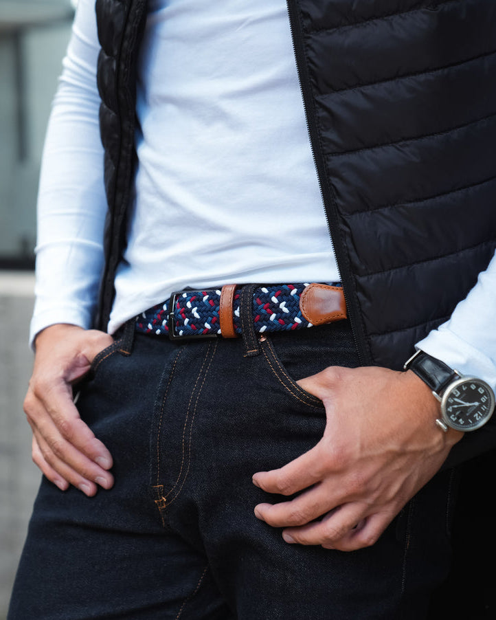 2 pack de Cinturon trenzado para hombre ideal para regalo, la oficina o un dia casual