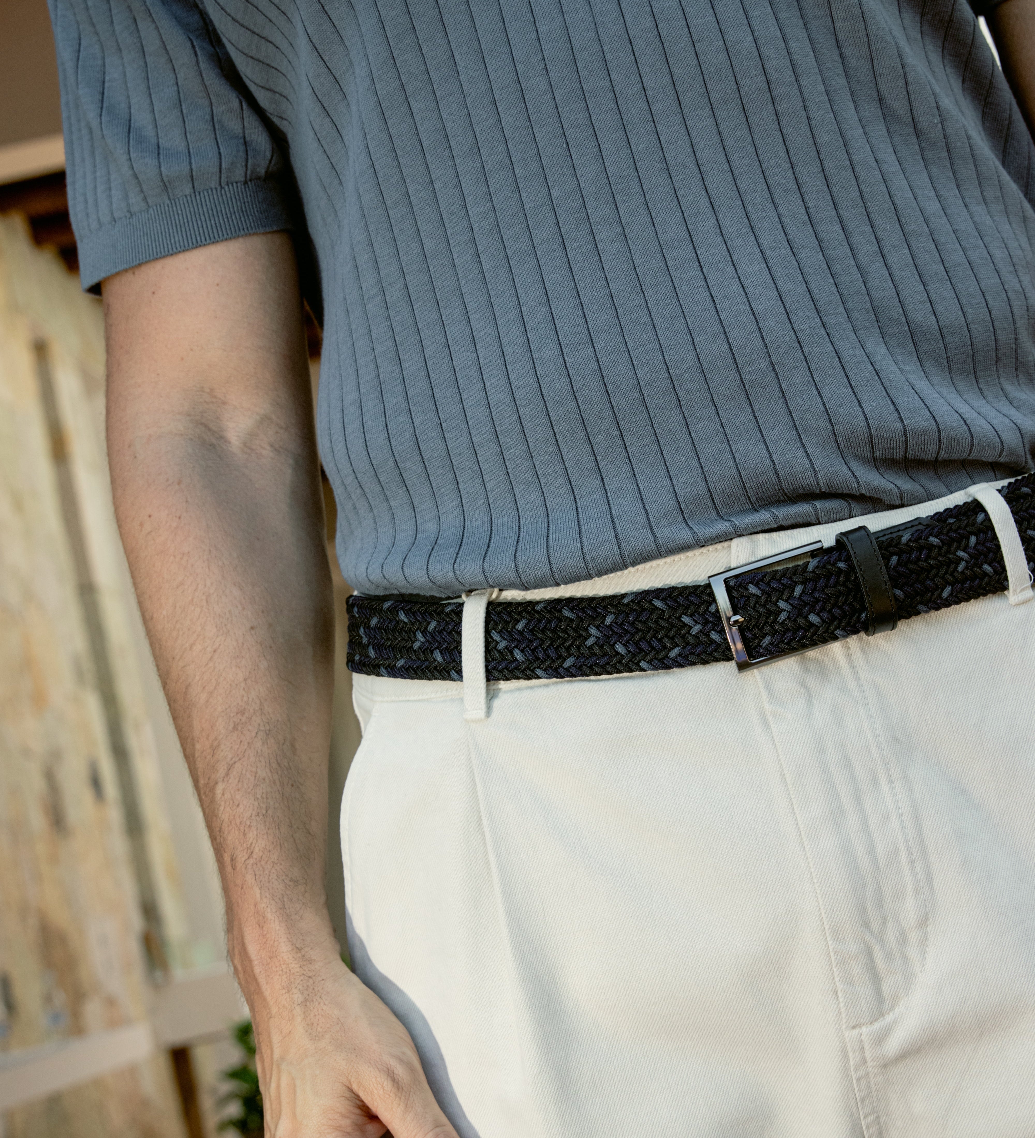 Cinturon trenzado negro para hombre ideal para regalo, la oficina o un dia casual