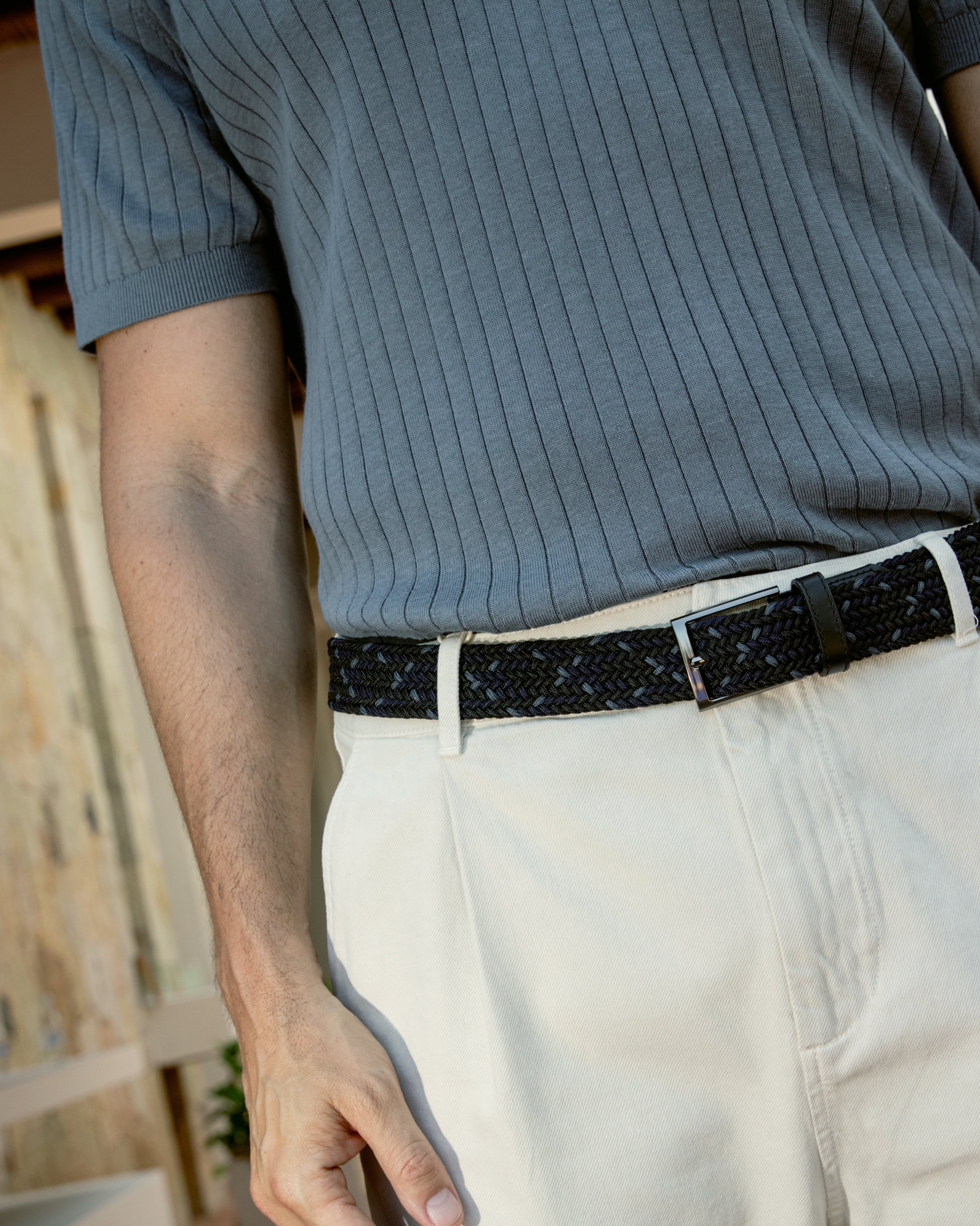 Cinturon trenzado negro para hombre ideal para regalo, la oficina o un dia casual