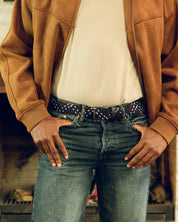 Cinturon trenzado azul, rojo y beige para hombre ideal para regalo, la oficina o un dia casual