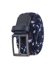 Cinturon trenzado azul navy, blanco y beige para hombre