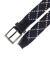 cinturon trenzado azul y beige para hombre 