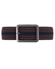 Cinturon doblefaz trenzado para hombre color cafe, azul y beige