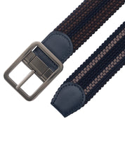 Cinturon doblefaz trenzado para hombre color cafe, azul y beige