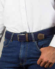 Cinturon trenzado azul para hombre ideal para regalo, la oficina o un dia casual