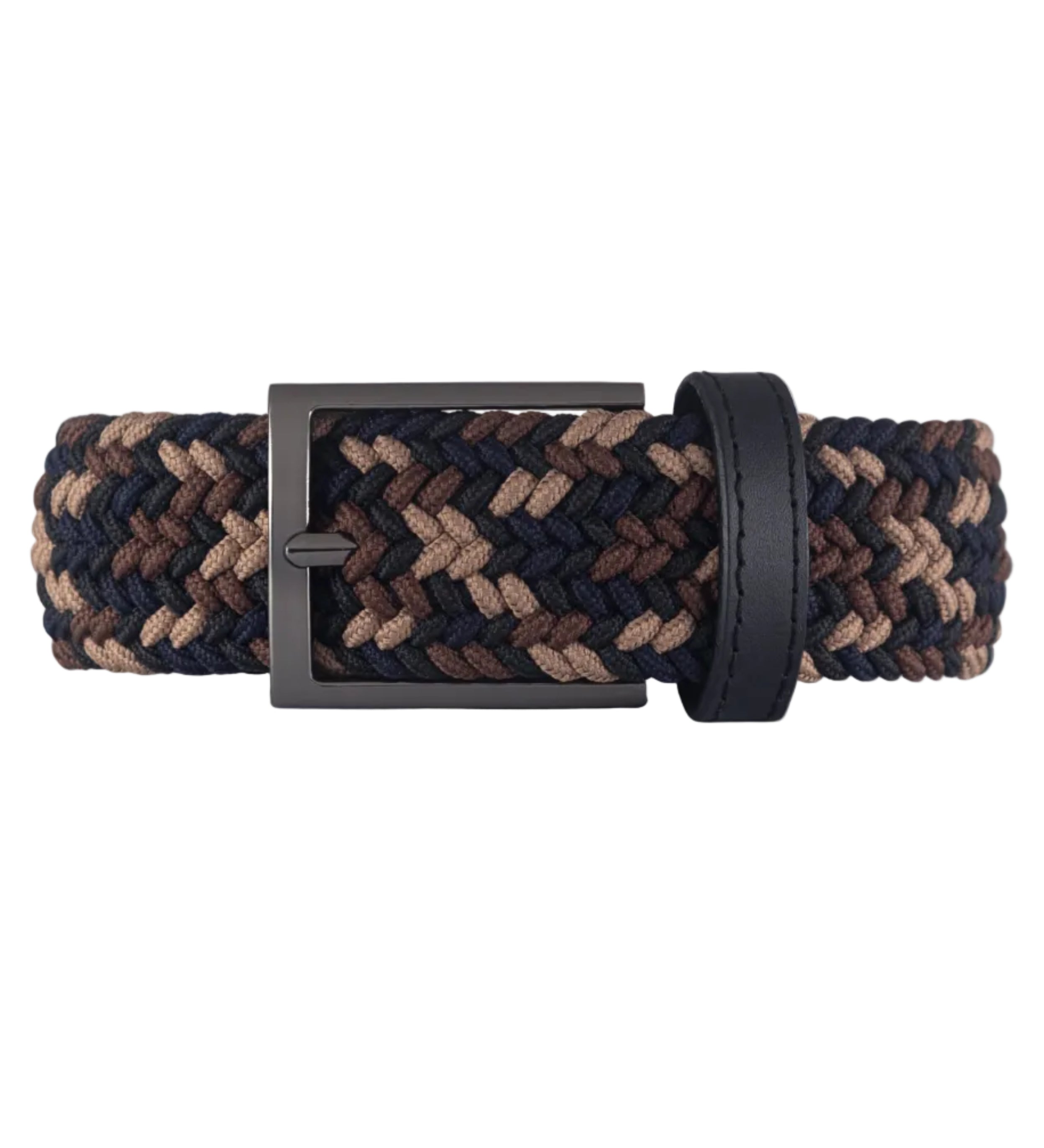 Cinturon trenzado para hombre color azul cafe y beige, ideal para dar regalo, ir a la oficina o una salida casual