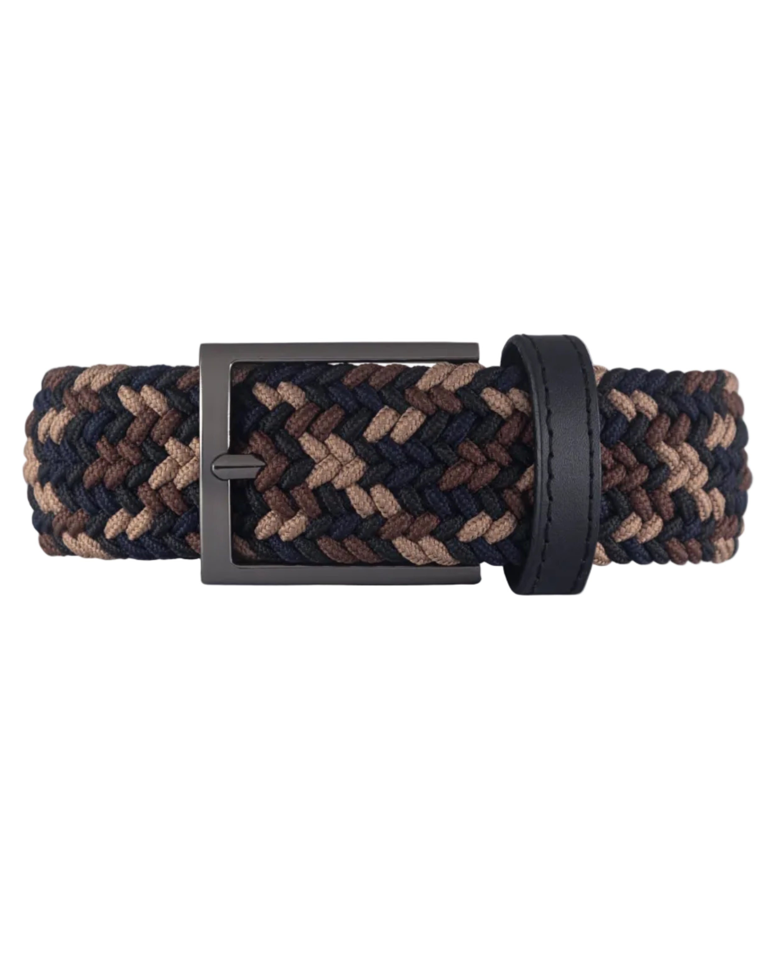 Cinturon trenzado para hombre color azul cafe y beige, ideal para dar regalo, ir a la oficina o una salida casual