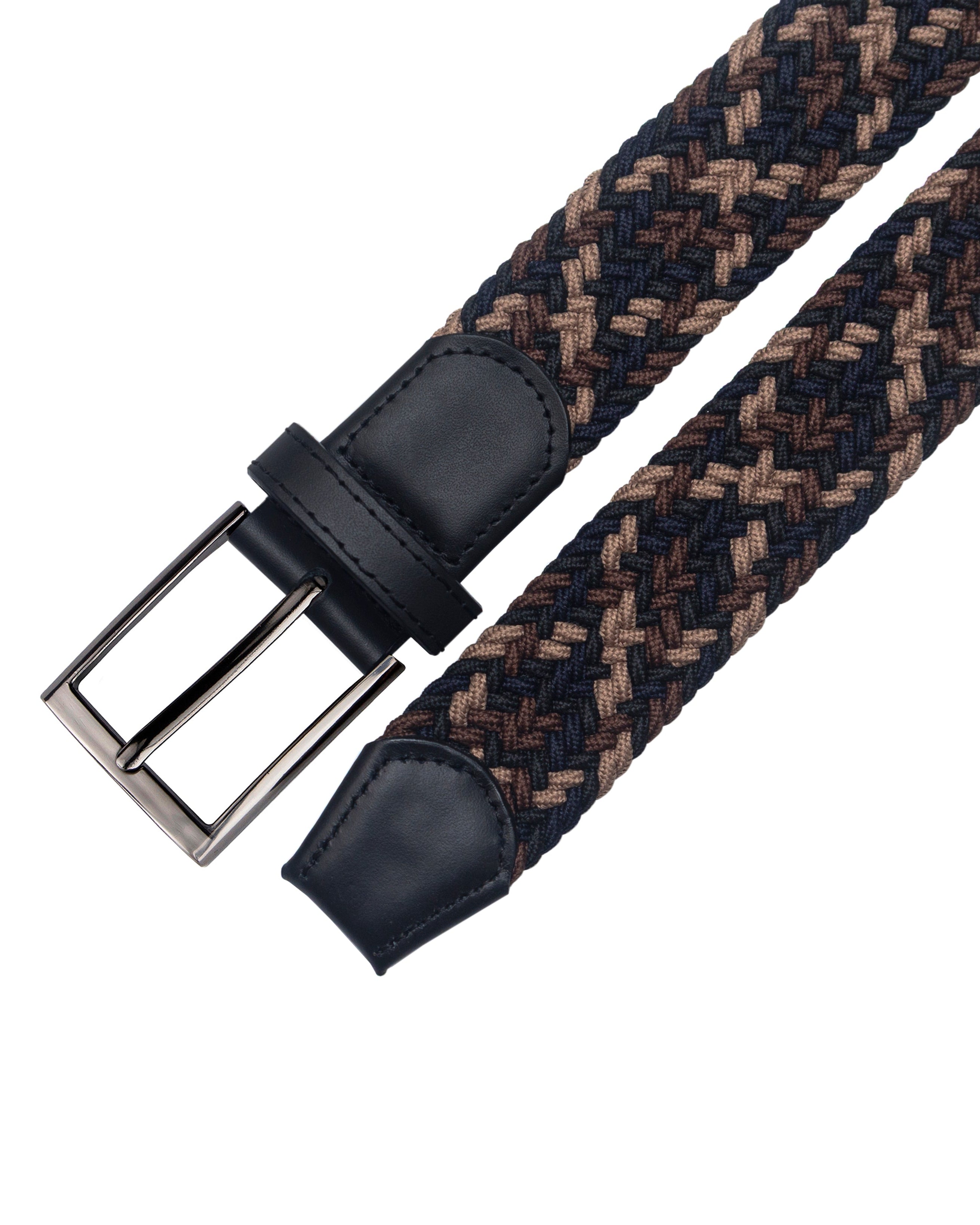 Cinturon trenzado para hombre color azul cafe y beige, ideal para dar regalo, ir a la oficina o una salida casual