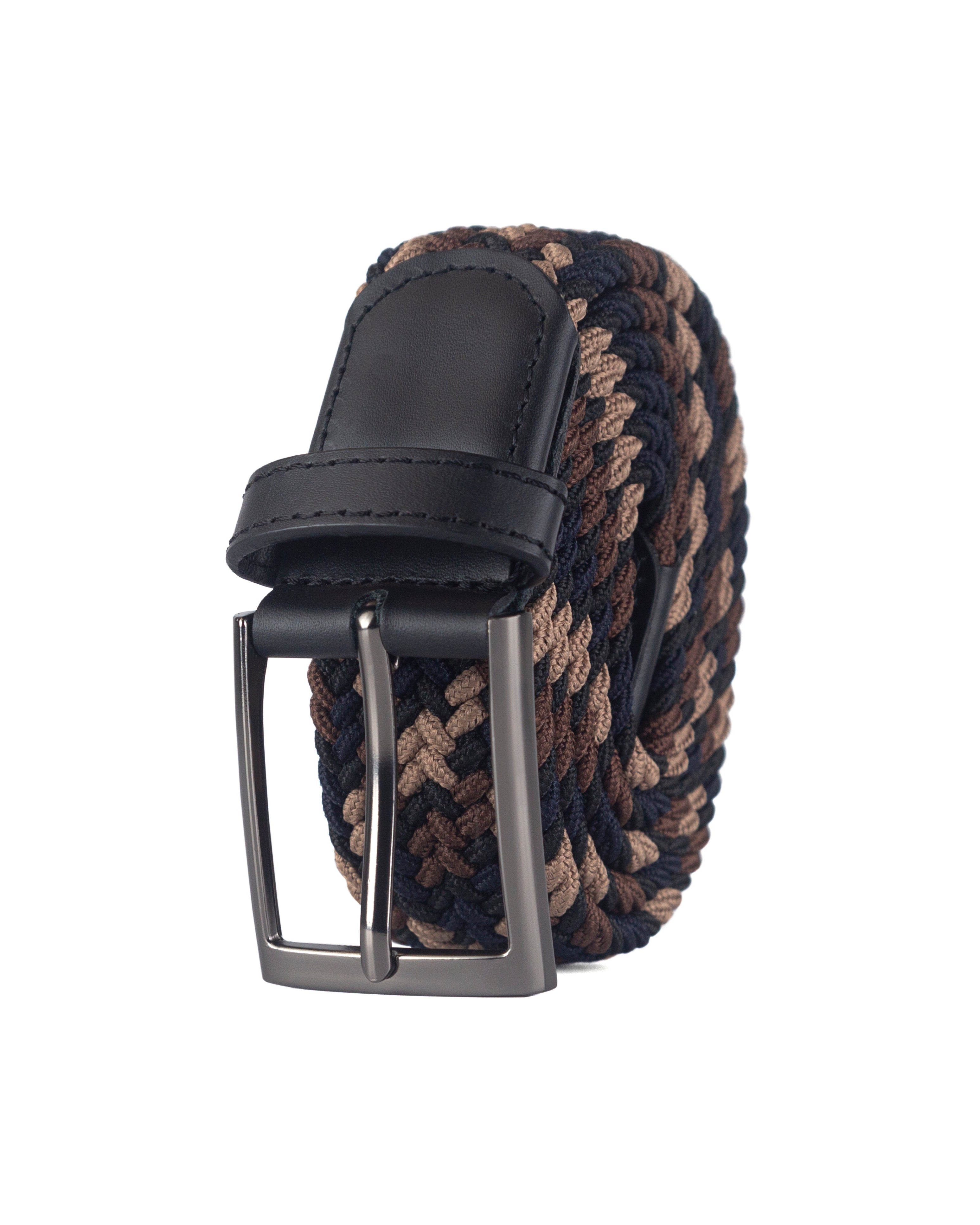 Cinturon trenzado para hombre color azul cafe y beige, ideal para dar regalo, ir a la oficina o una salida casual